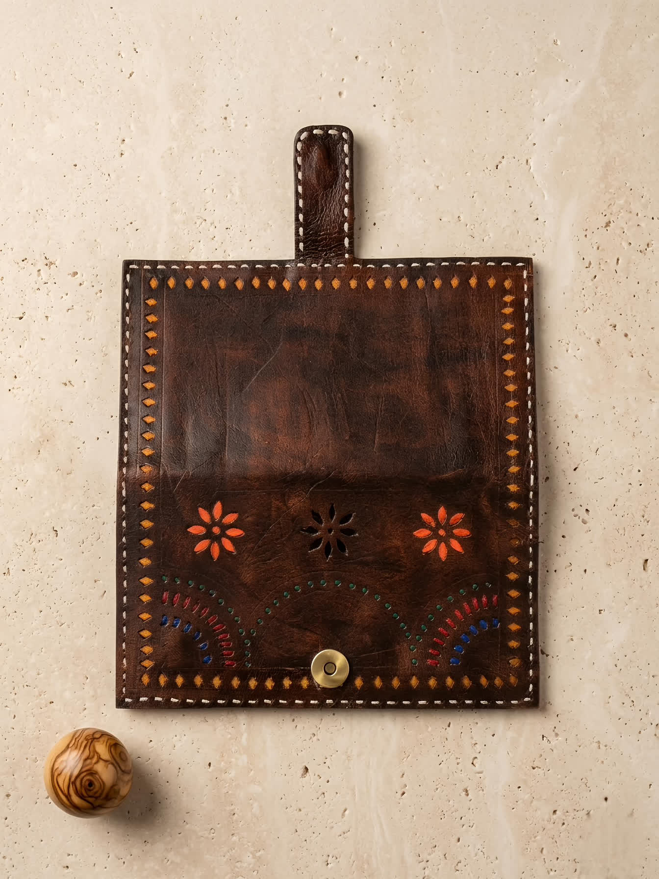 Brown Punching Handcrafted Leather Wallet