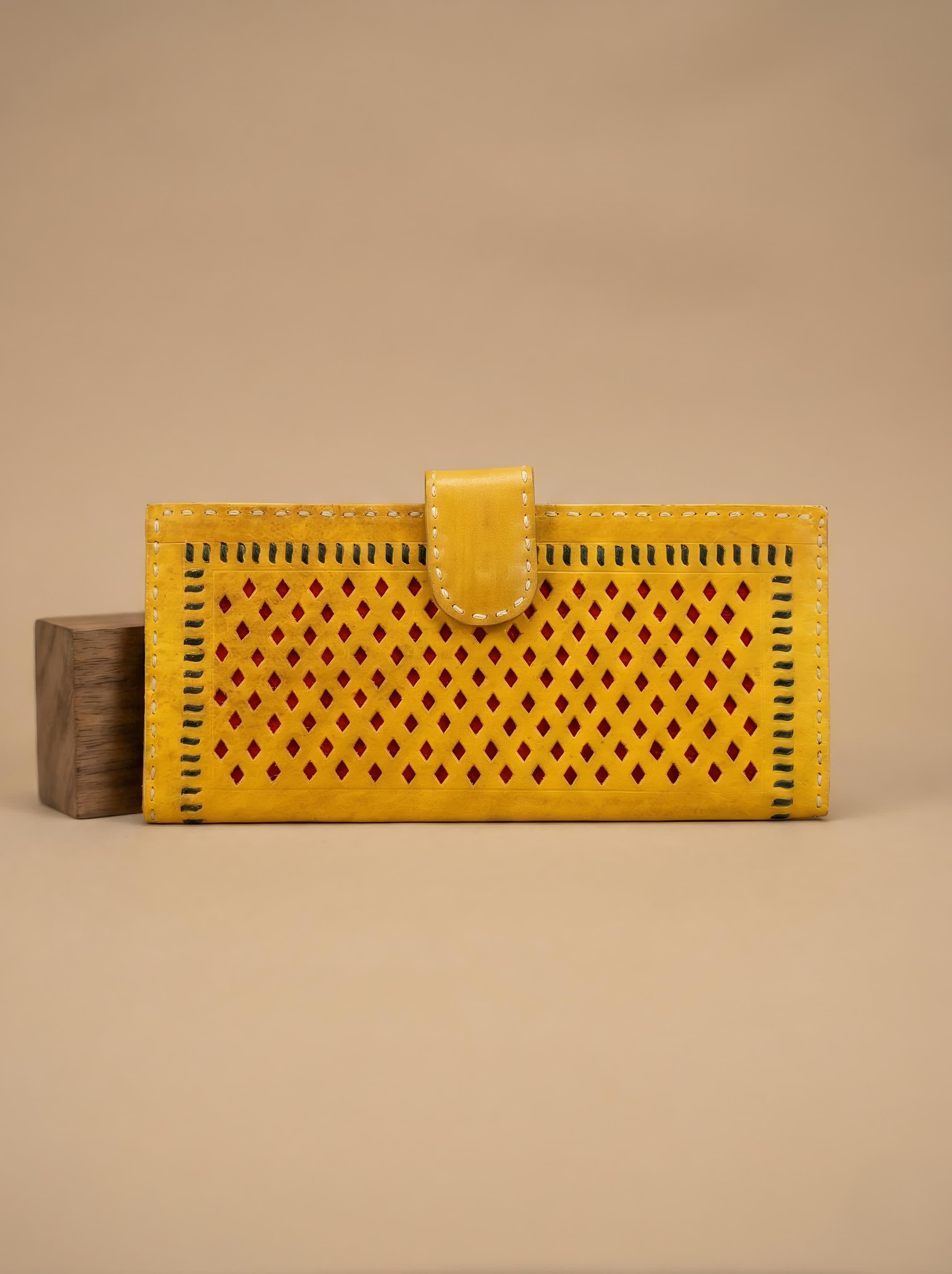 Yellow Punching Handcrafted Leather Wallet
