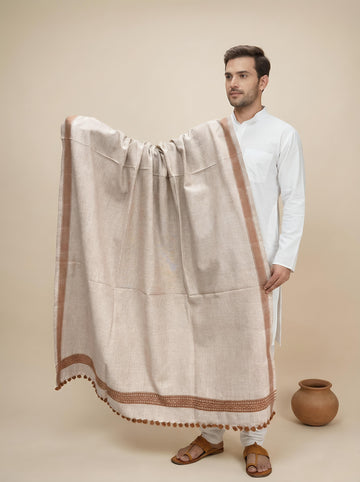 Light Brown Handwoven Bhujodi Woolen Shawl