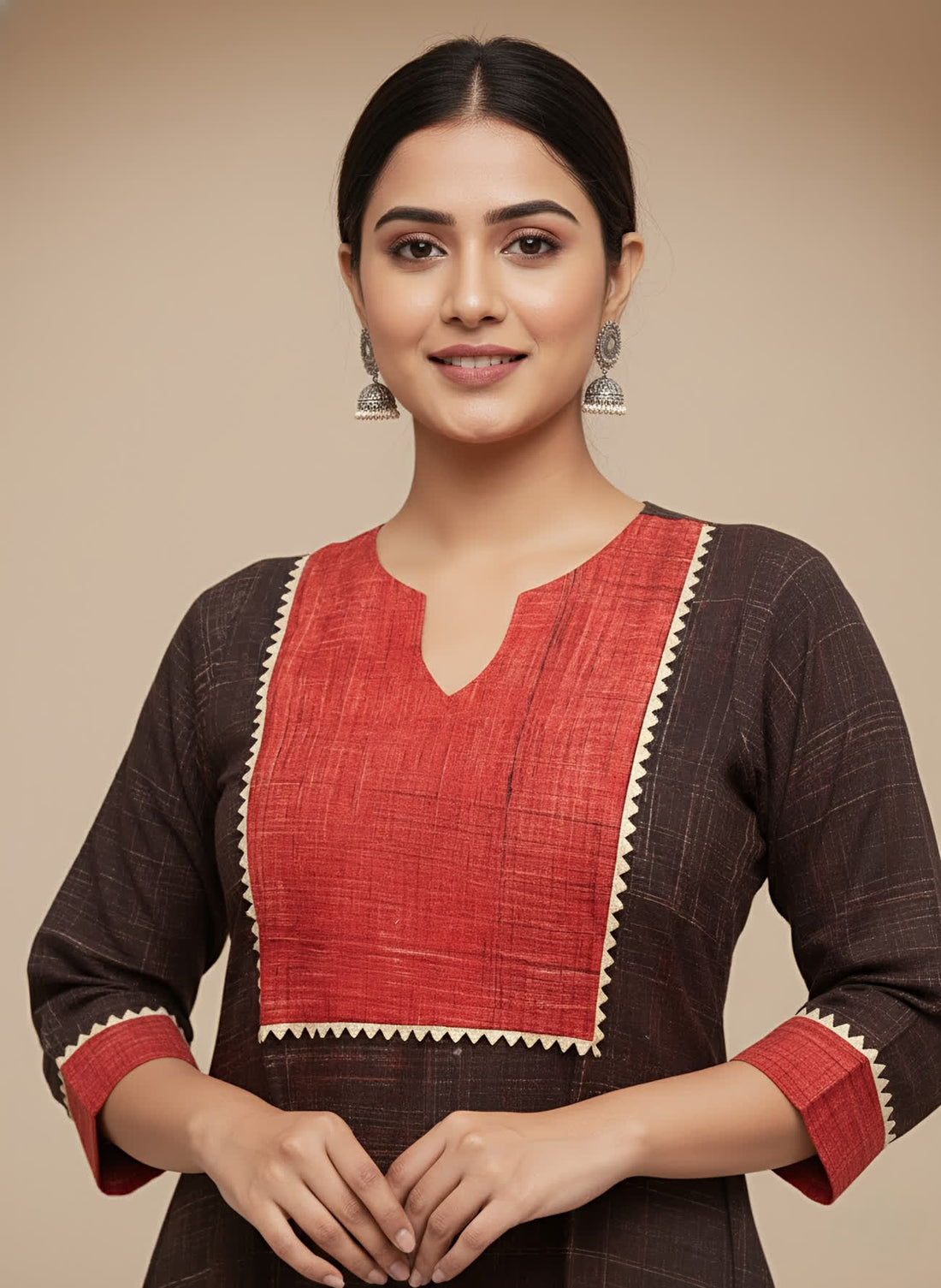 Brinda Brush Black A-line Kurti