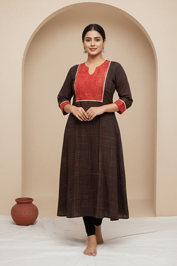 Brinda Brush Black A-line Kurti