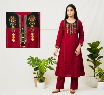 Co-ords Set Kutchi Work Cotton