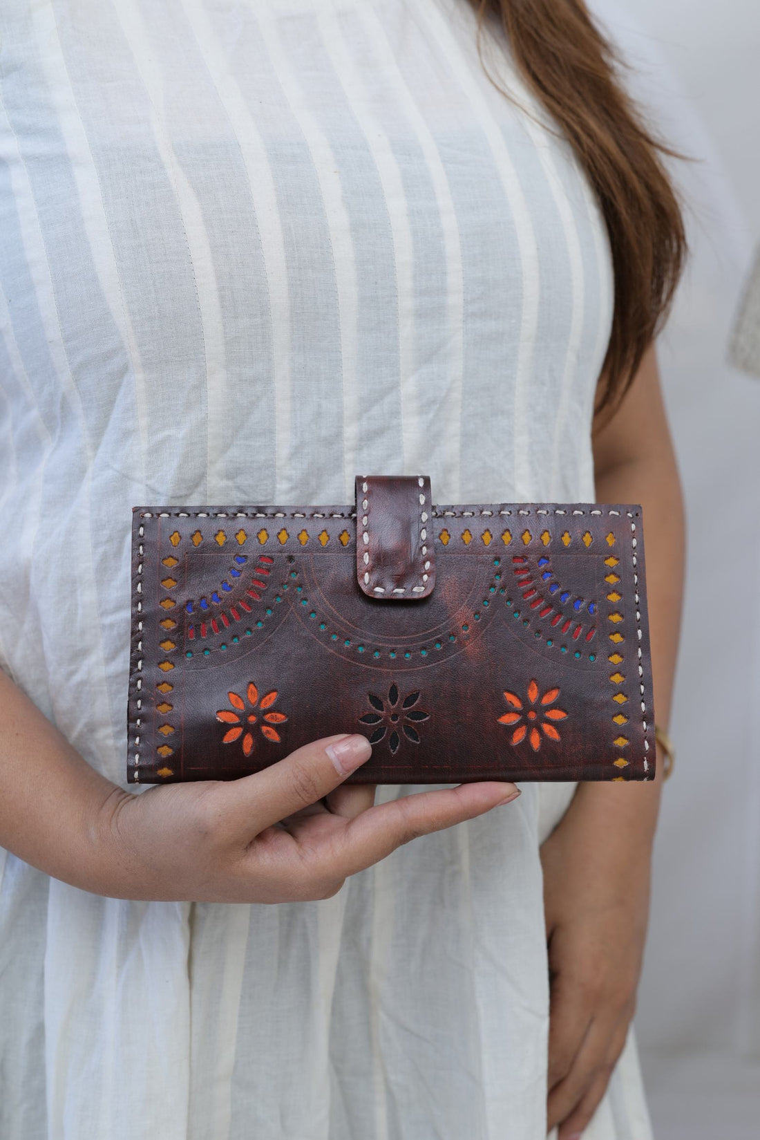 Brown Punching Handcrafted Leather Wallet