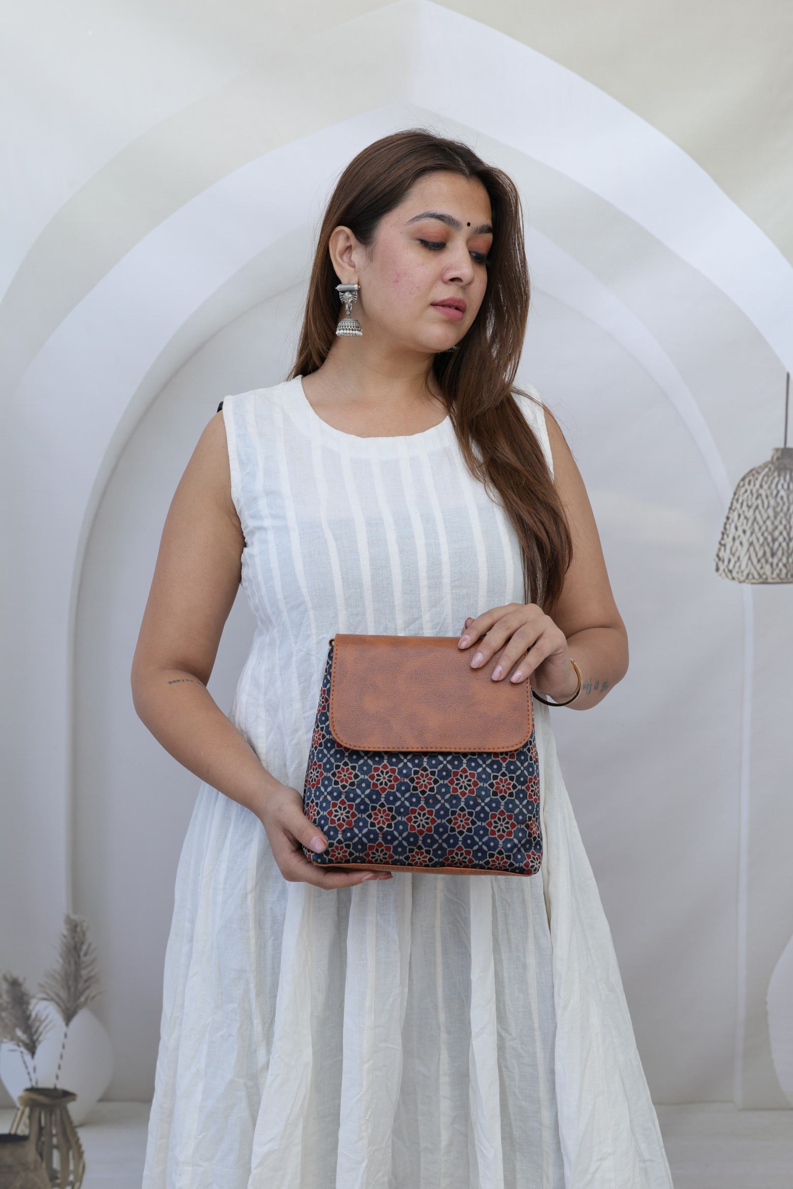 Vegan Leather Ajarakh Flap Sling Bag