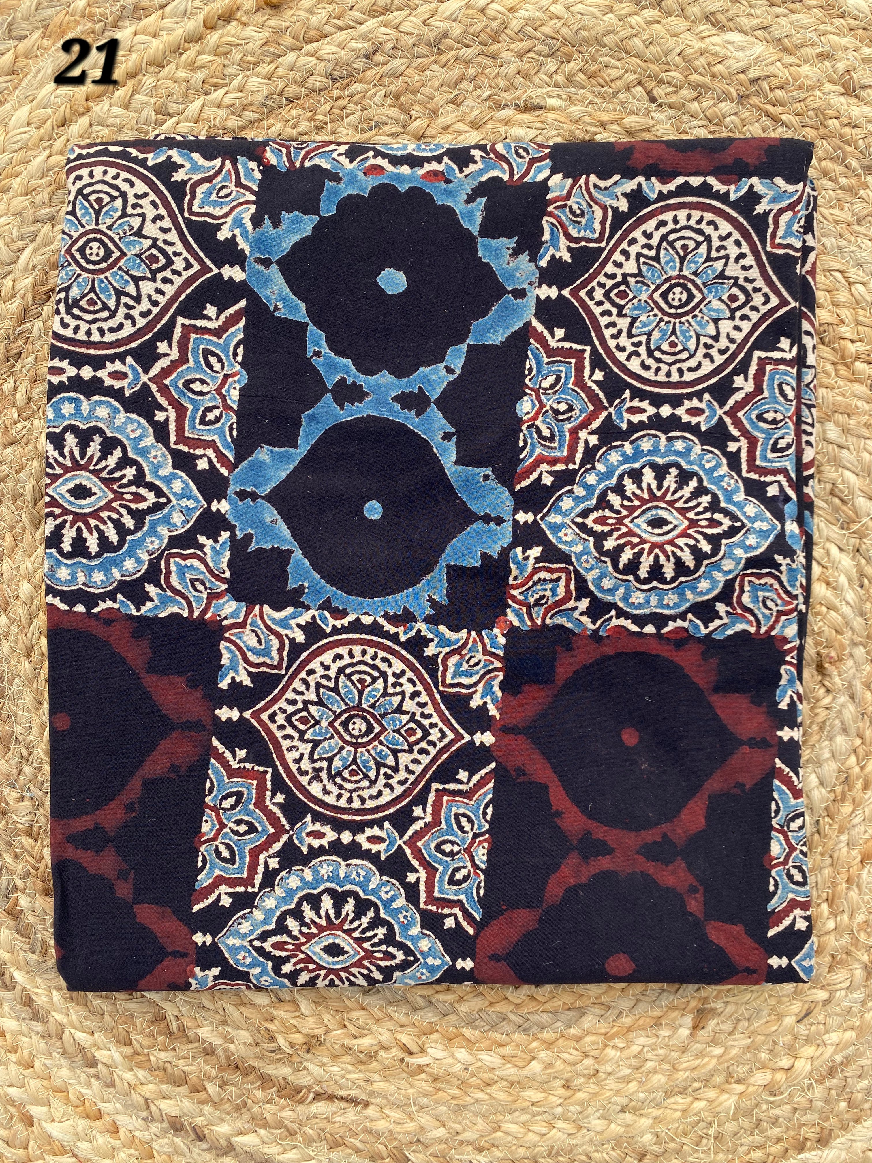 Ajarakh Cotton Natural Dyed Fabric(Price Per Meter)