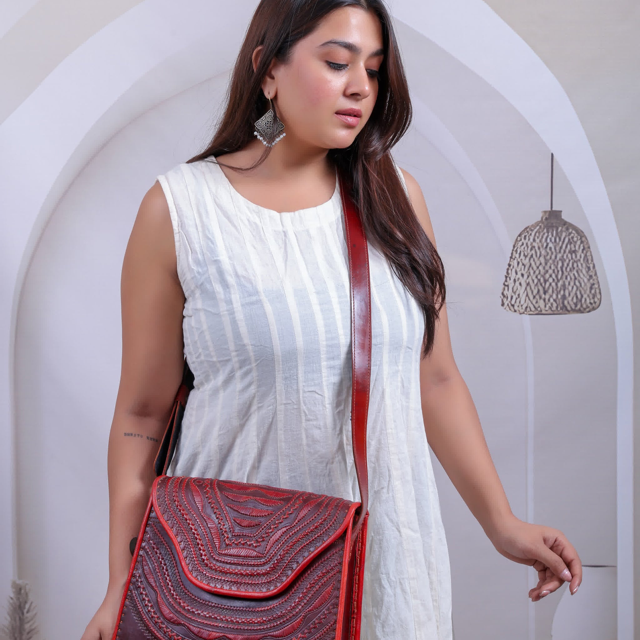 Kashida Embroidered Leather- The Sling