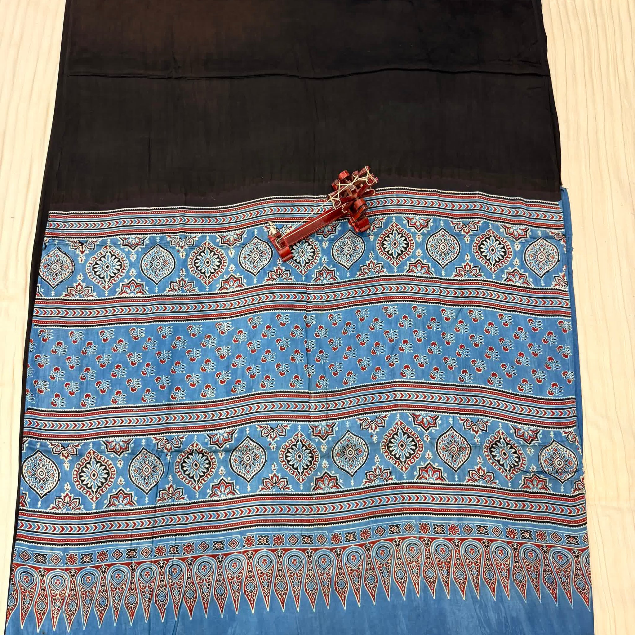 Black Ajarakh Palla Plain Modal Saree RAKHIYO