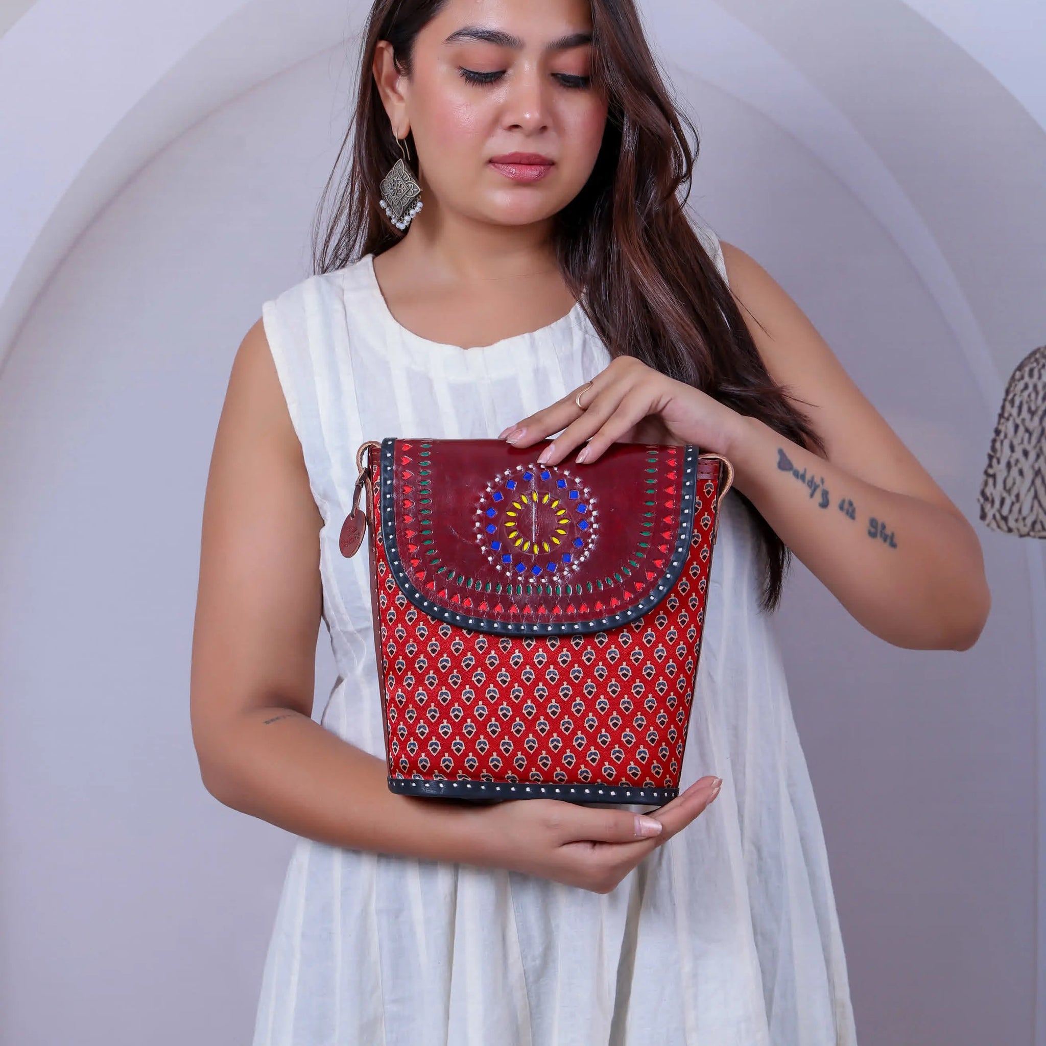 Maroon Ajarakh Bucket - The sling RAKHIYO