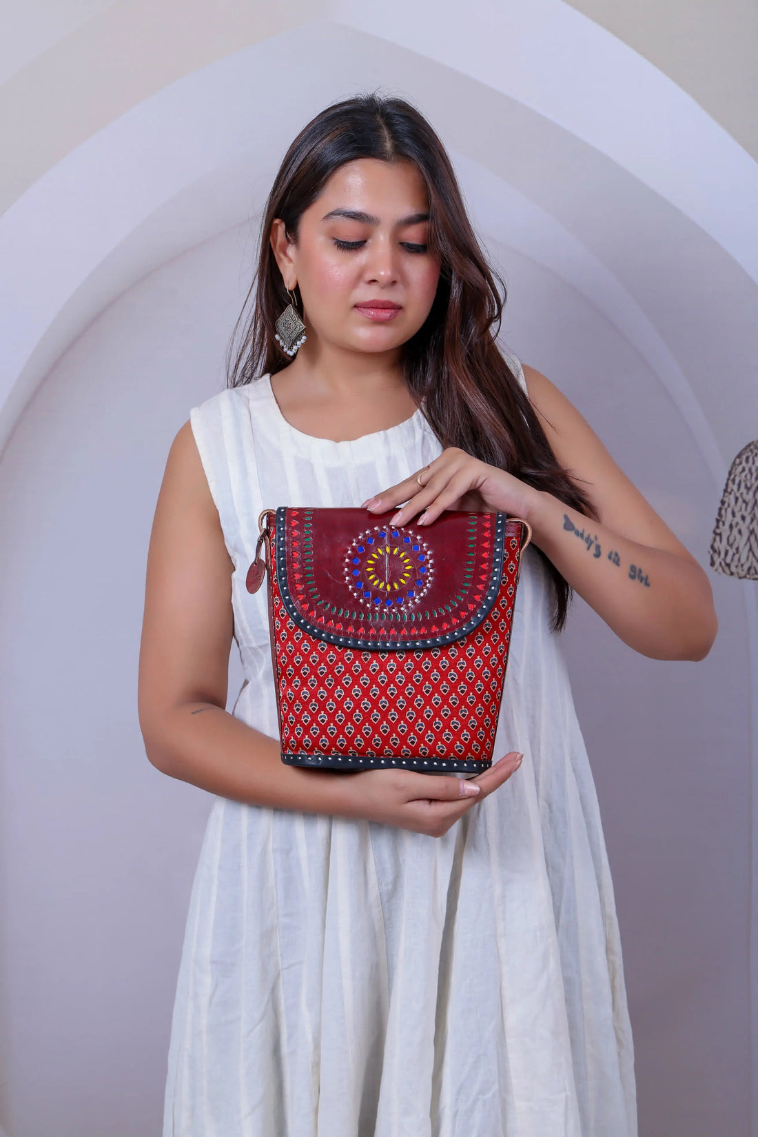 Maroon Ajarakh Bucket - The sling RAKHIYO