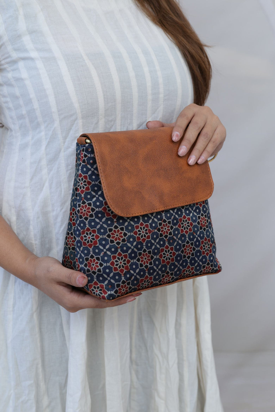 Vegan Leather Ajarakh Flap Sling Bag