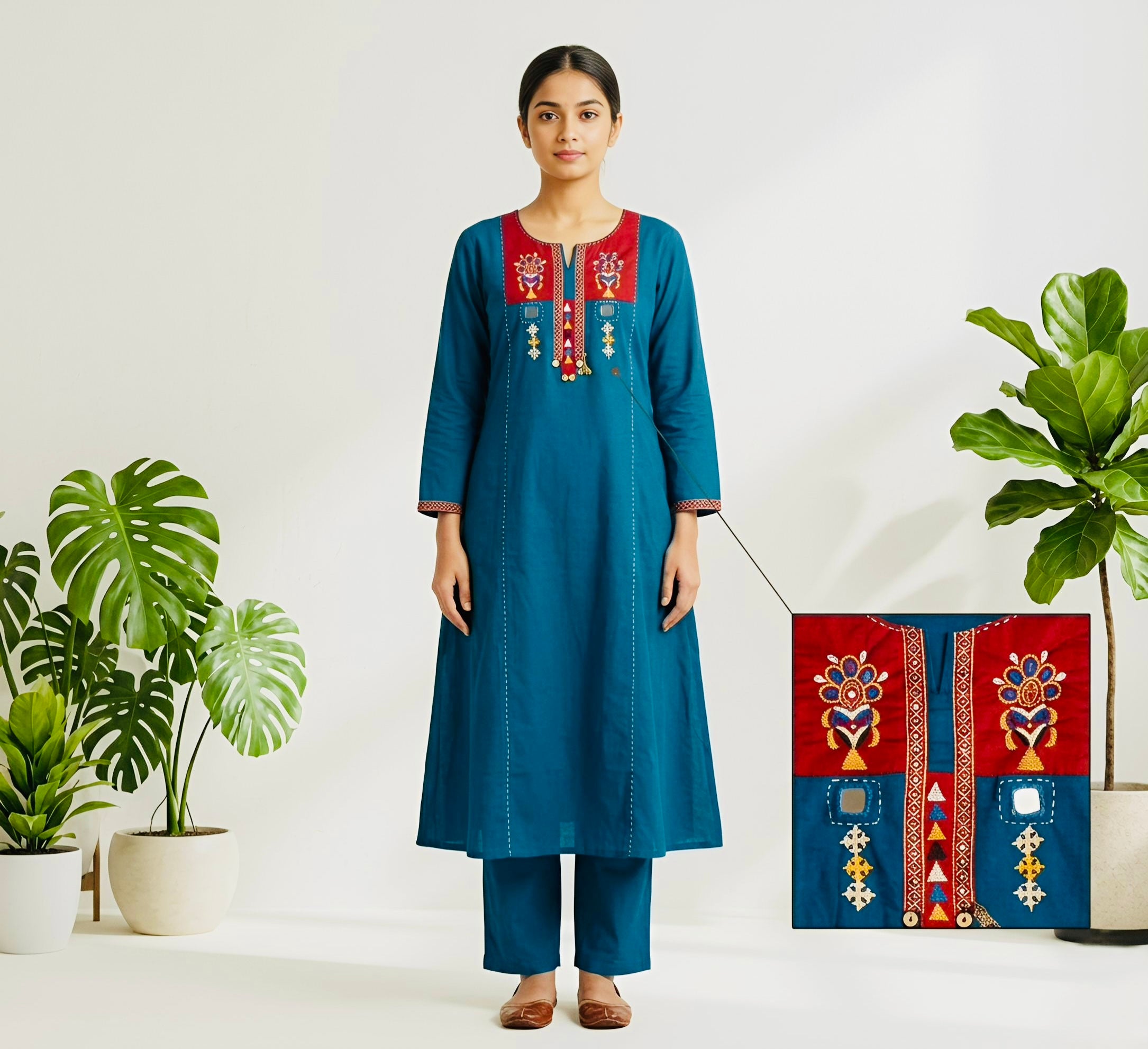 Co-ords Set Kutchi Work Cotton