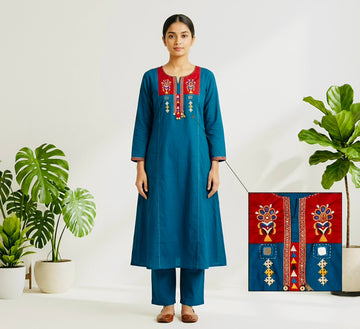 Co-ords Set Kutchi Work Cotton