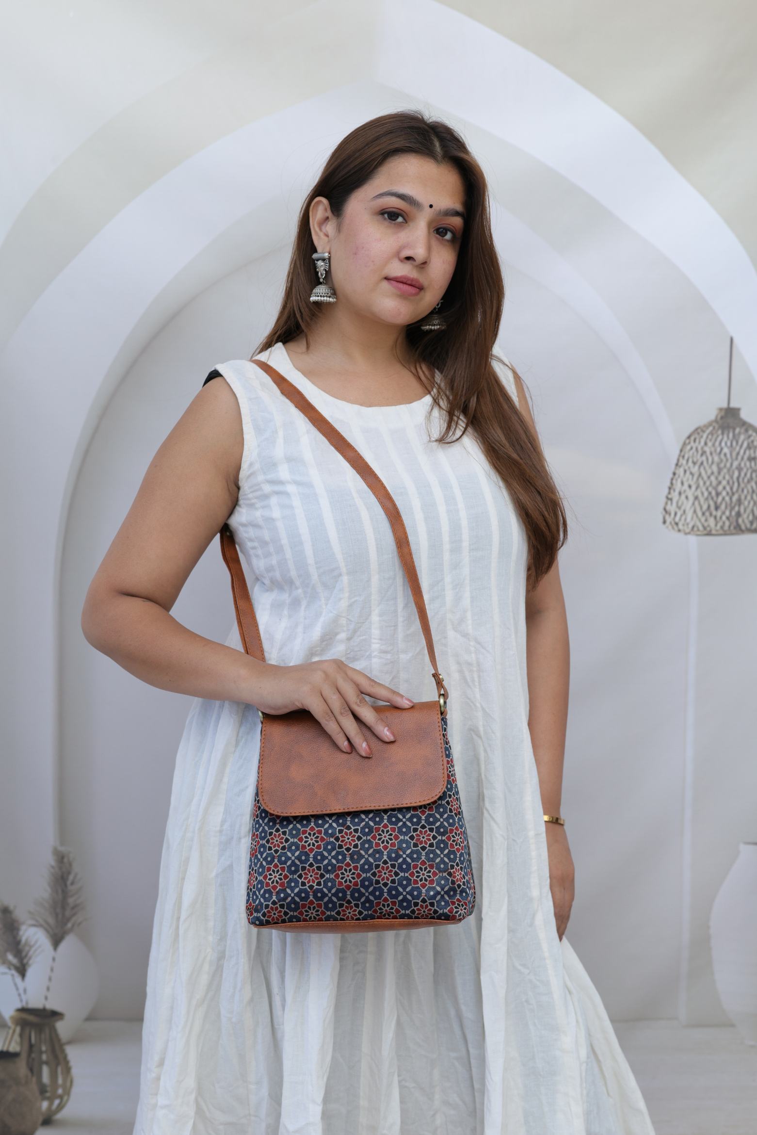 Vegan Leather Ajarakh Flap Sling Bag