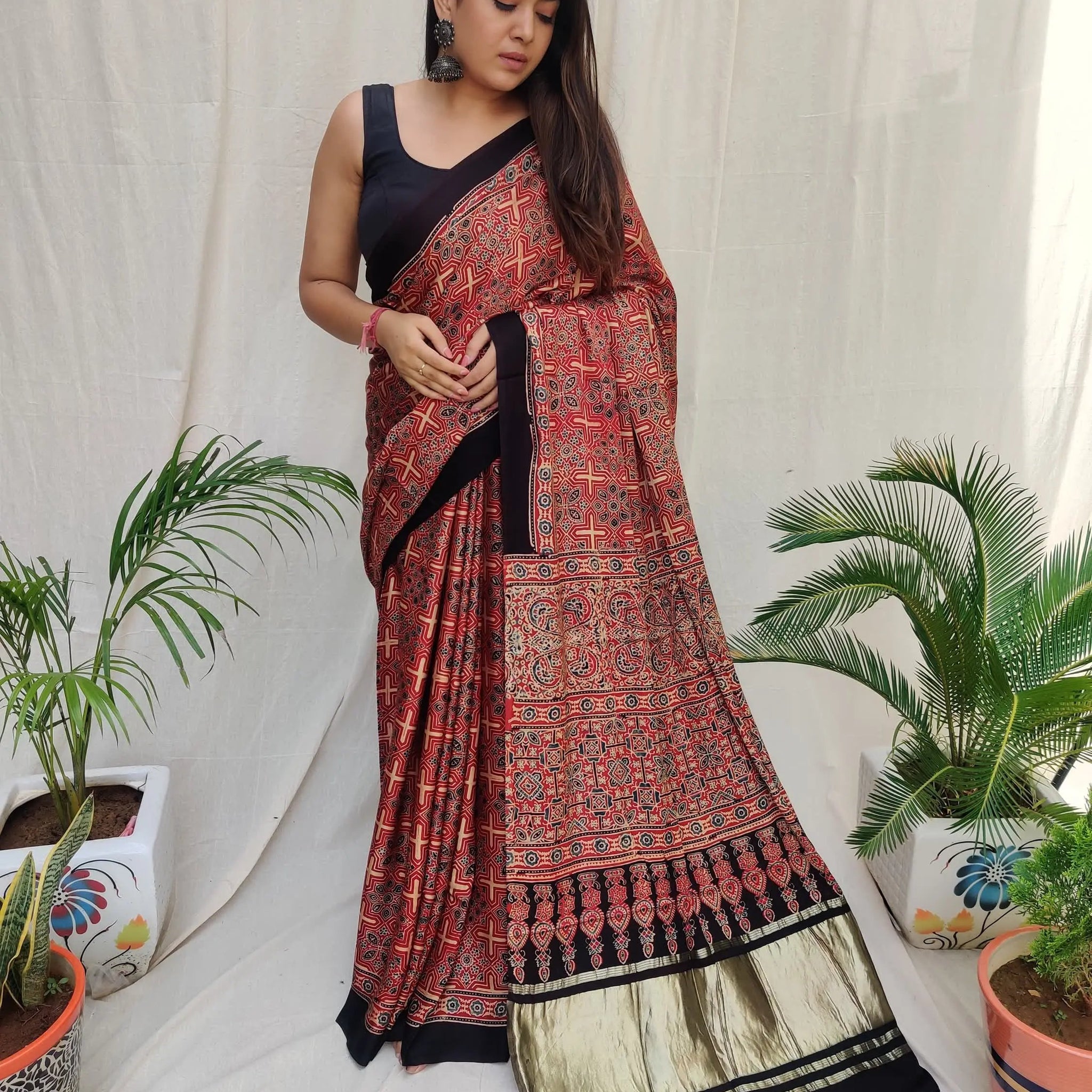 Ajarakh Tissue Modal Saree RAKHIYO