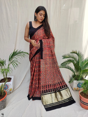 Ajarakh Tissue Modal Saree RAKHIYO