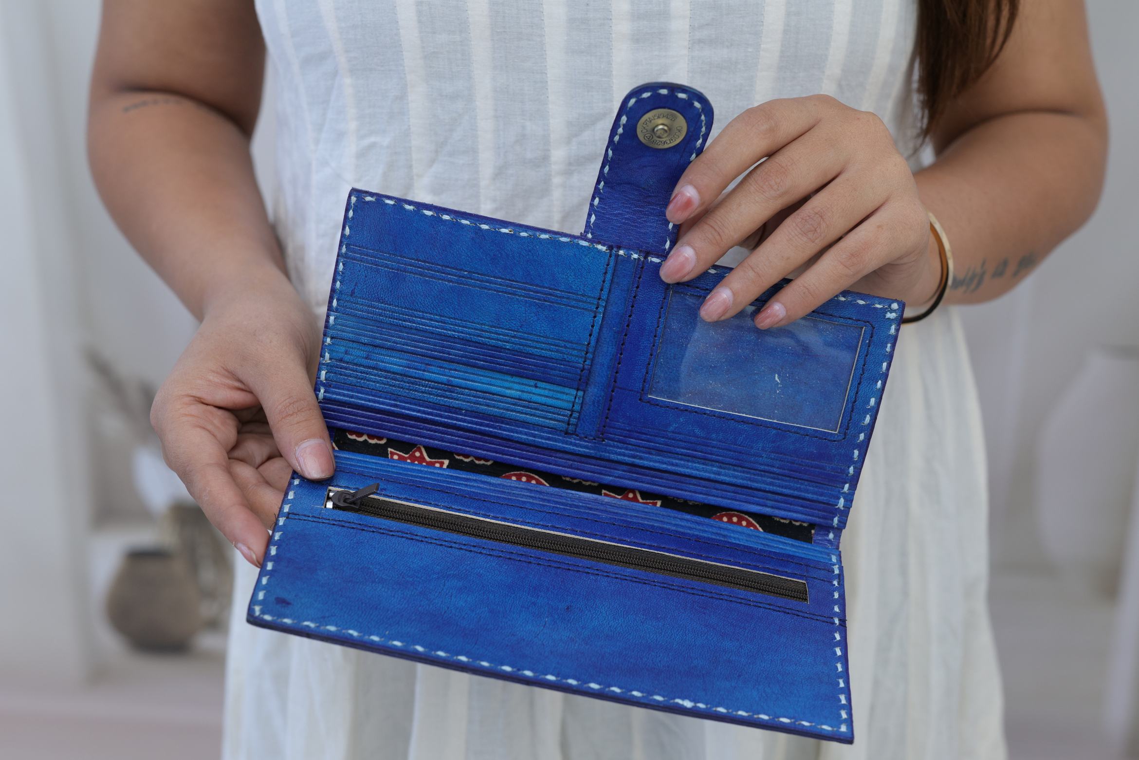 Blue Punching Handcrafted Leather Wallet