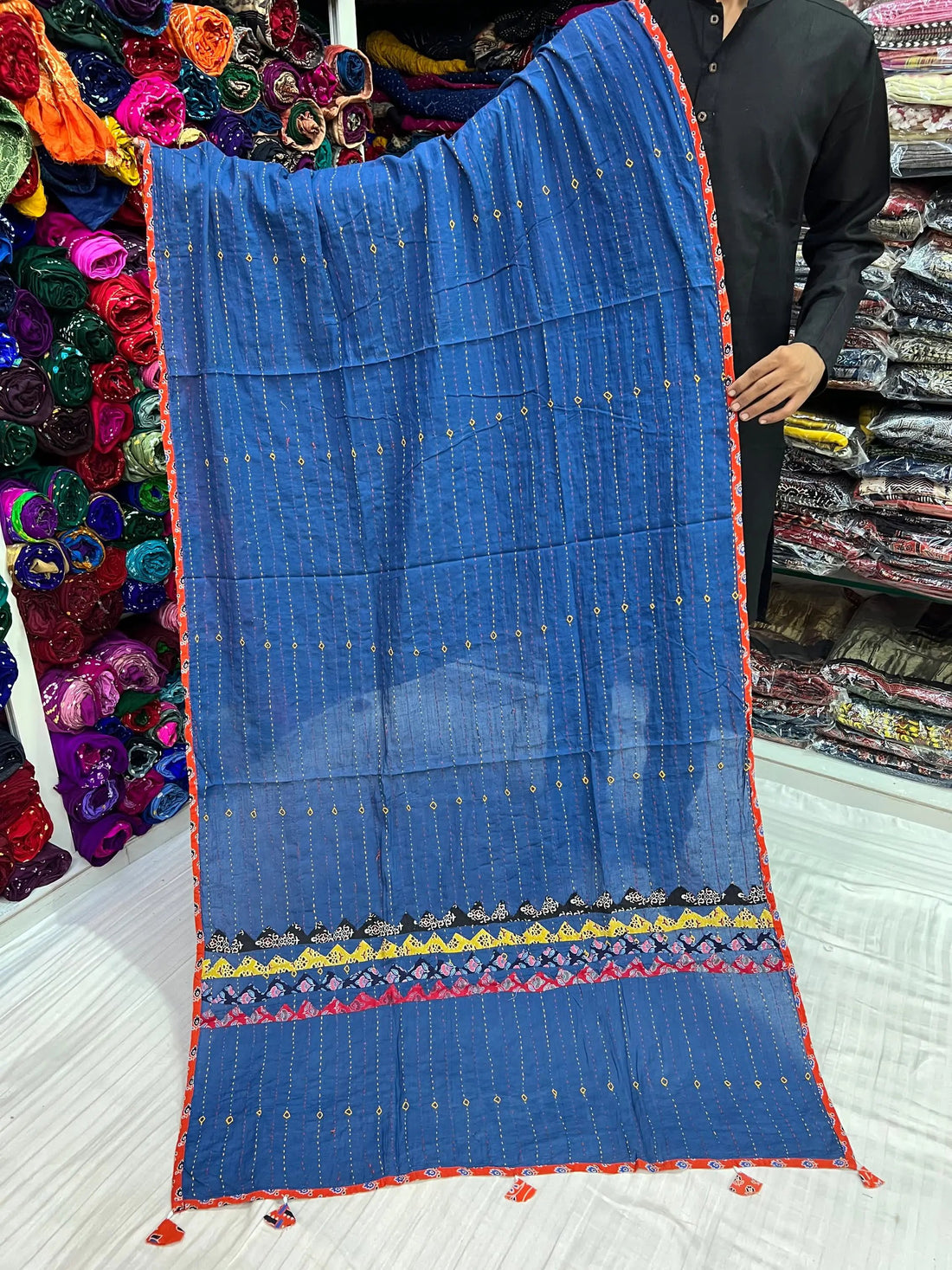 Blue Kantha Cotton Dupatta RAKHIYO
