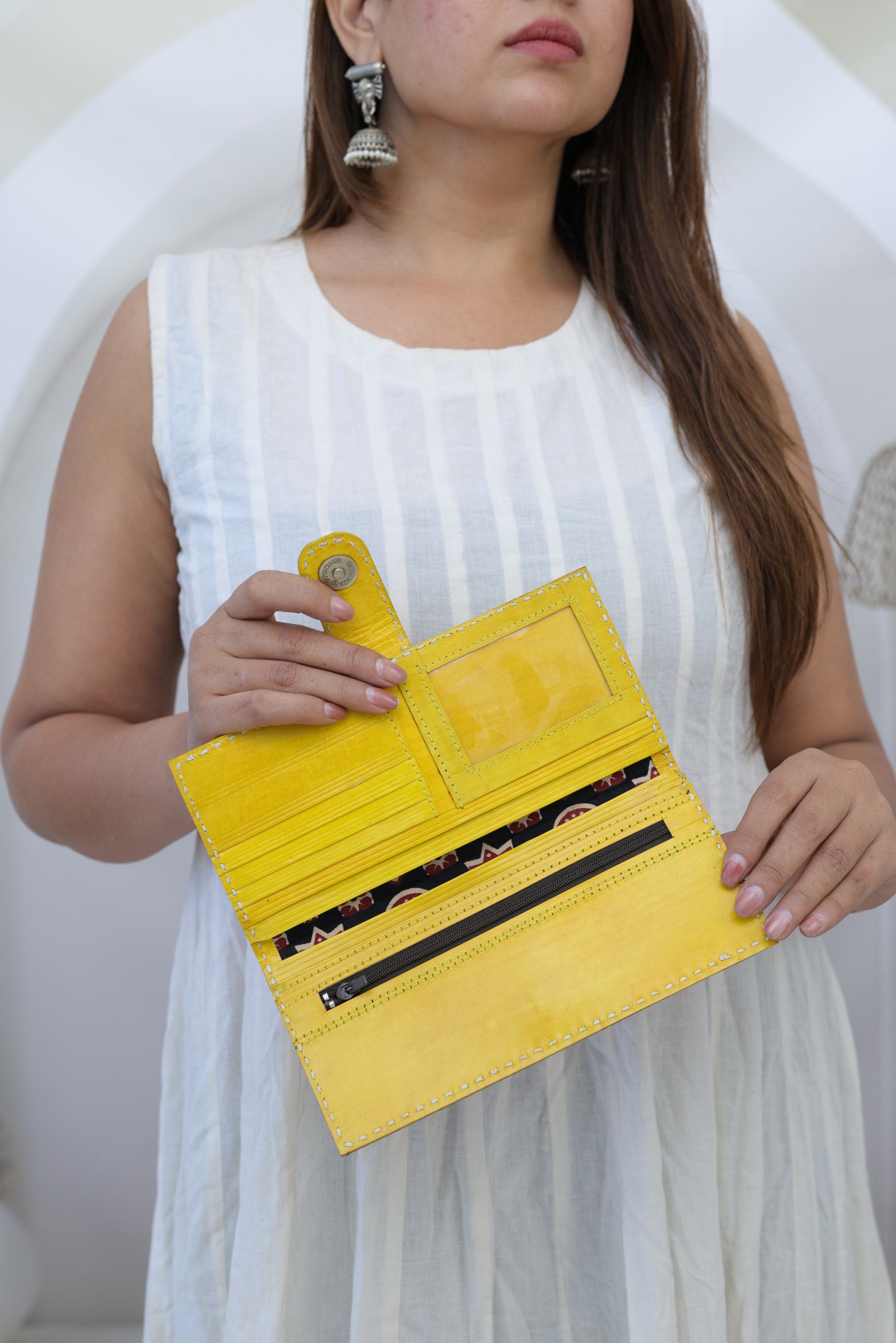 Yellow Punching Handcrafted Leather Wallet