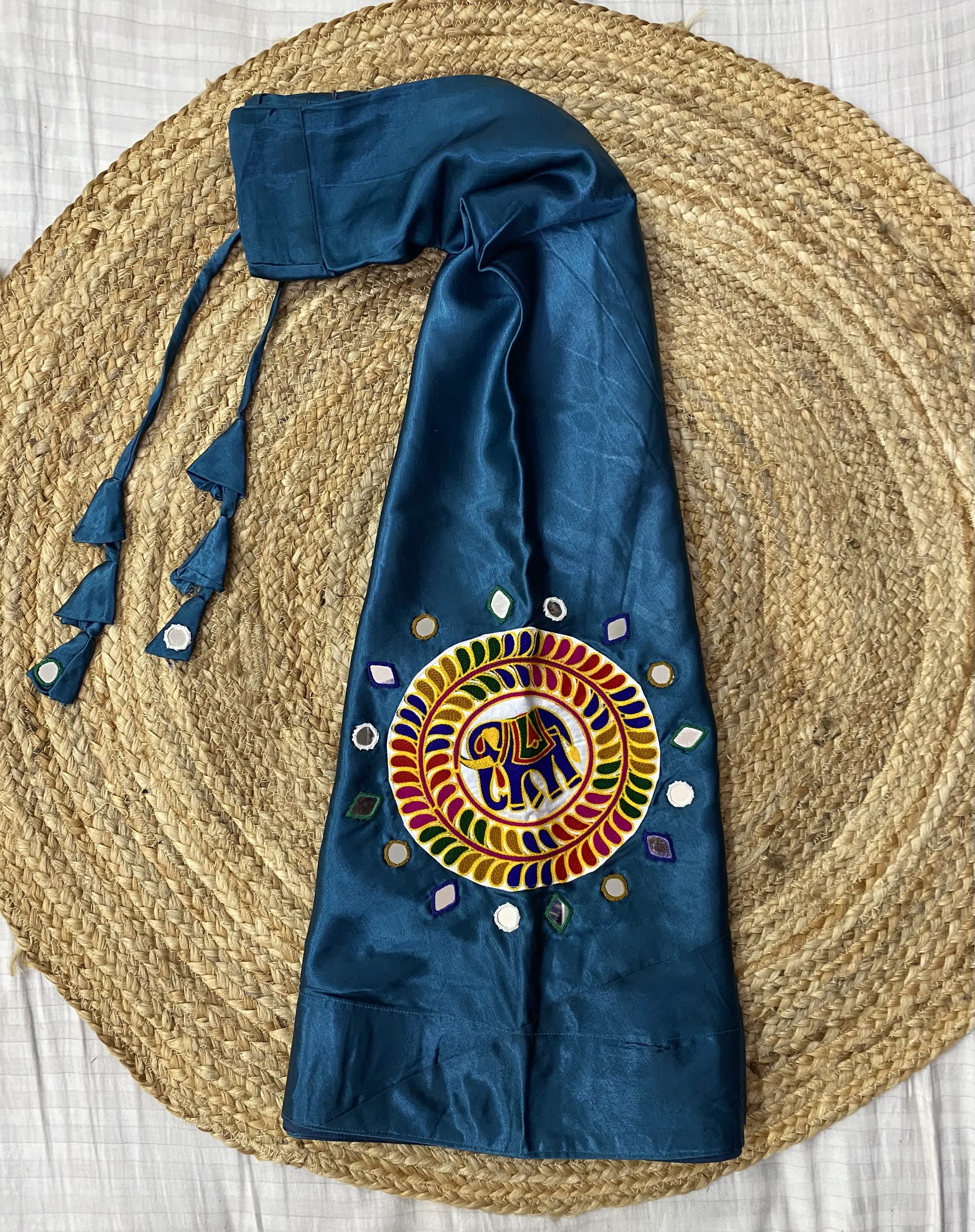 Mashroo Silk Round Patch Embroidered Skirt/Lahenga RAKHIYO