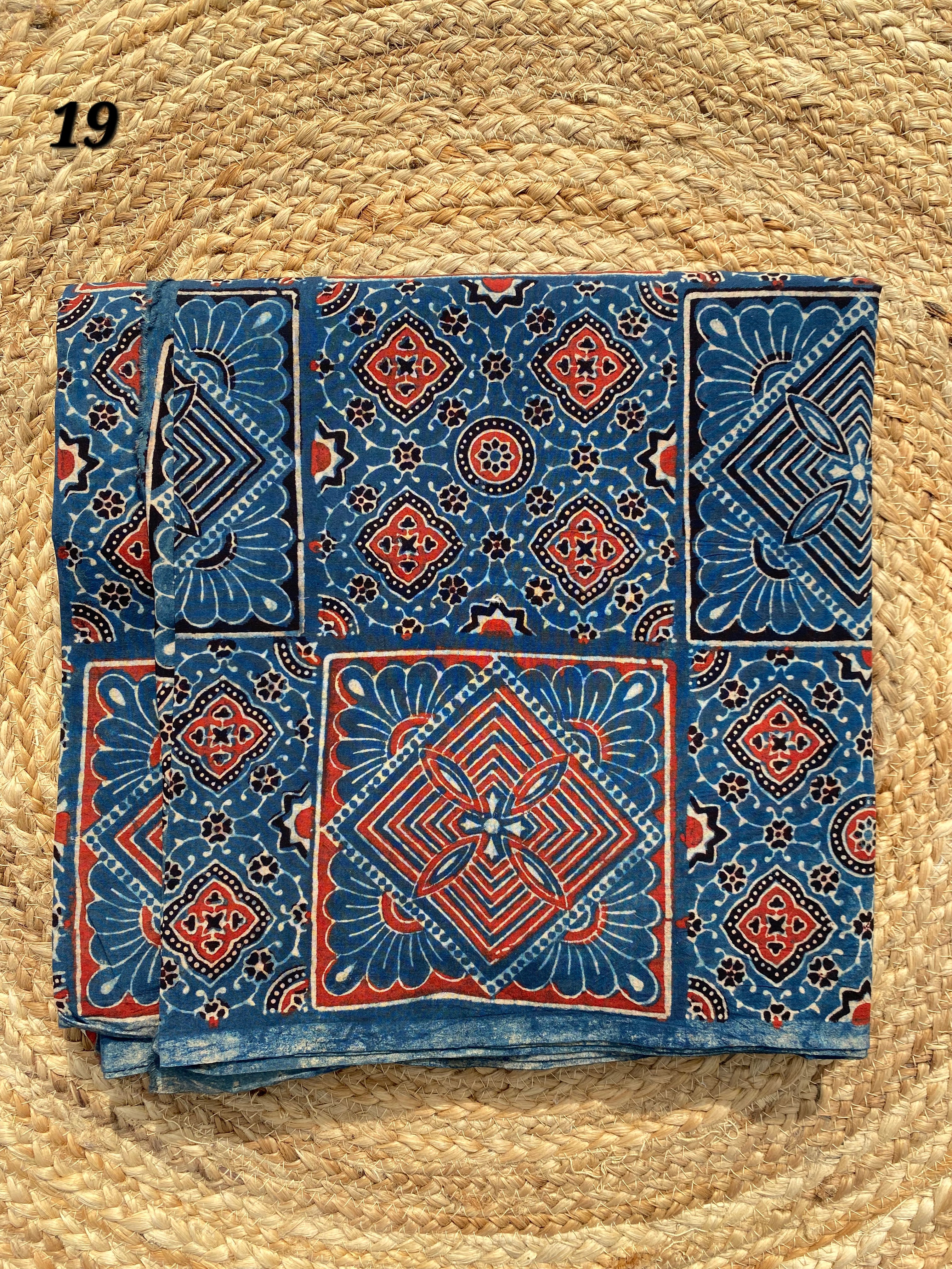 Ajarakh Cotton Natural Dyed Fabric(Price Per Meter)