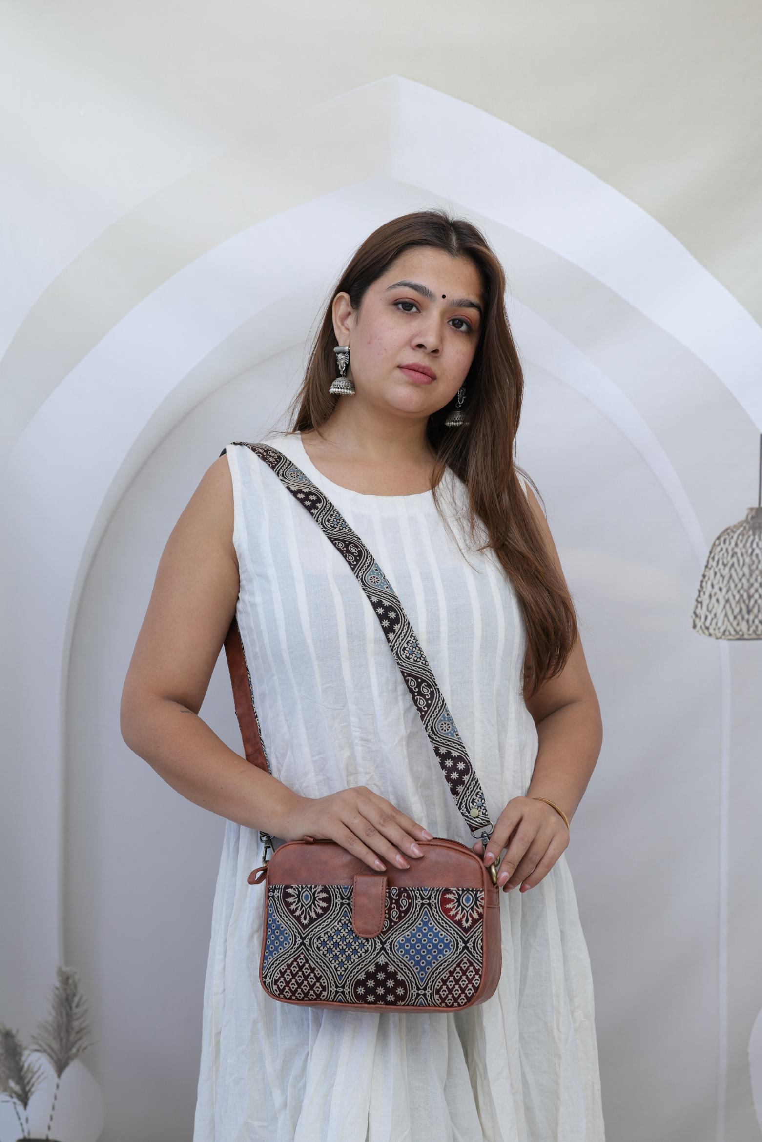 Vegan Leather Ajarakh Broad Belt Sling Bag