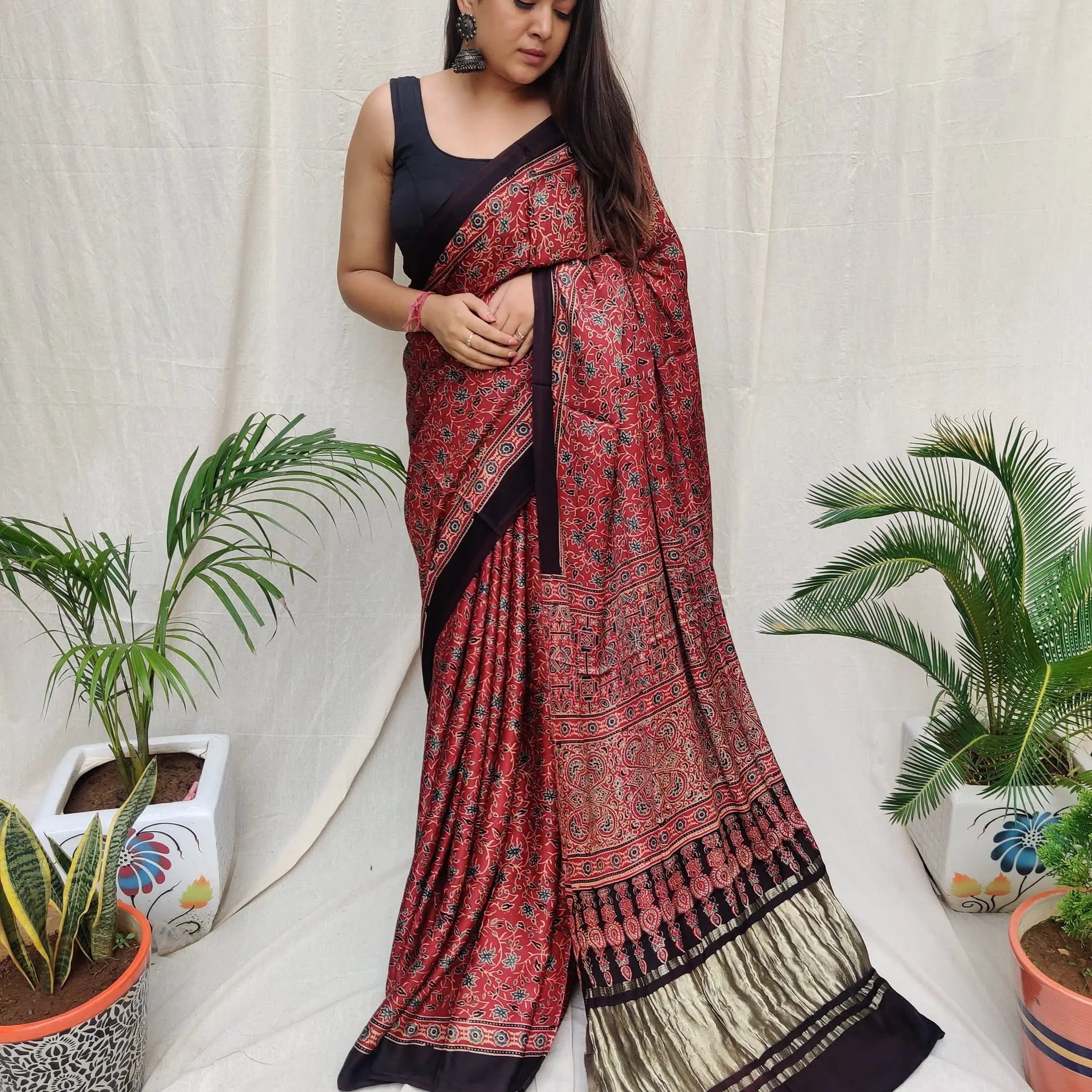 Ajarakh Tissue Modal Saree RAKHIYO