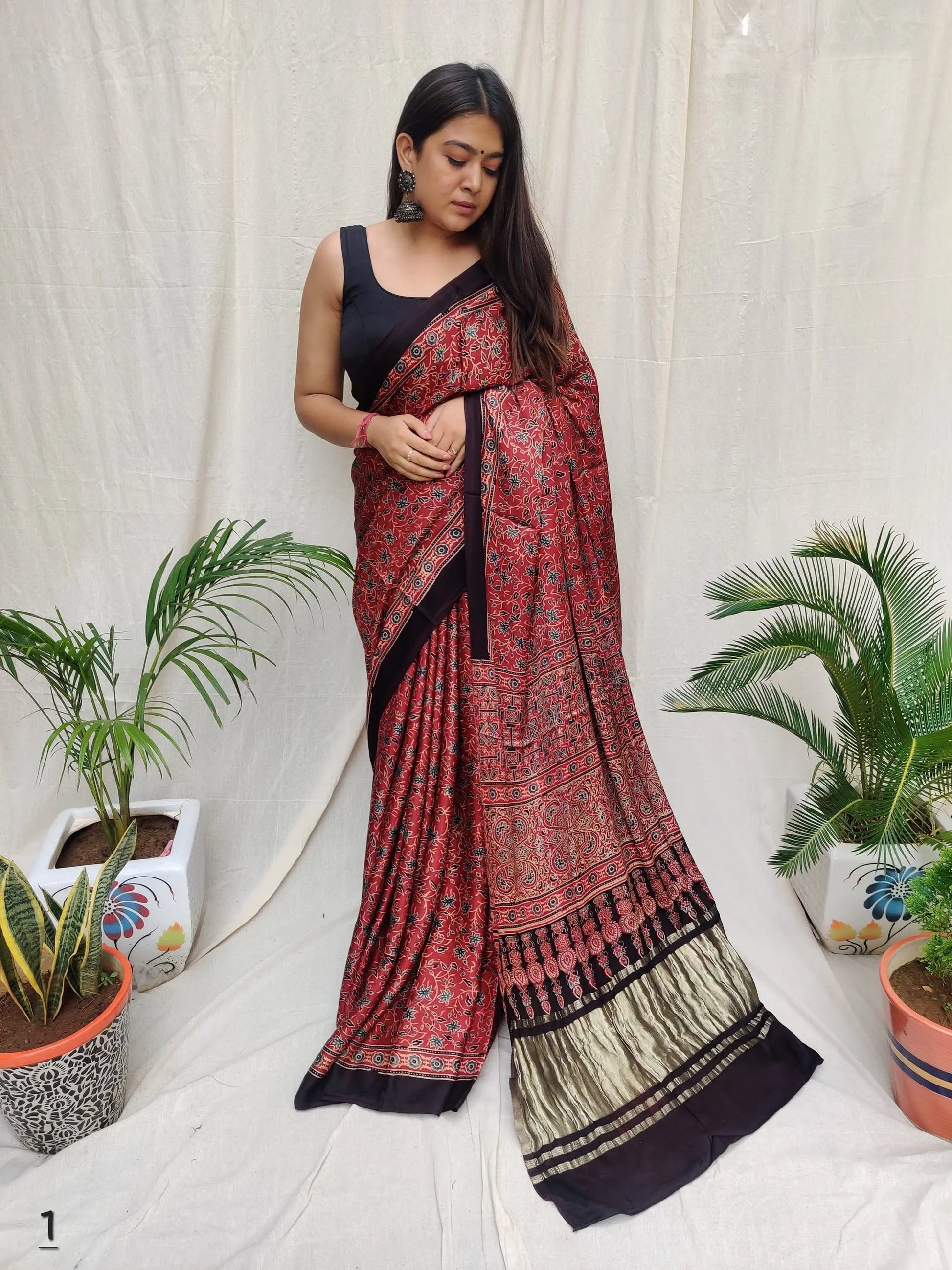 Ajarakh Tissue Modal Saree RAKHIYO