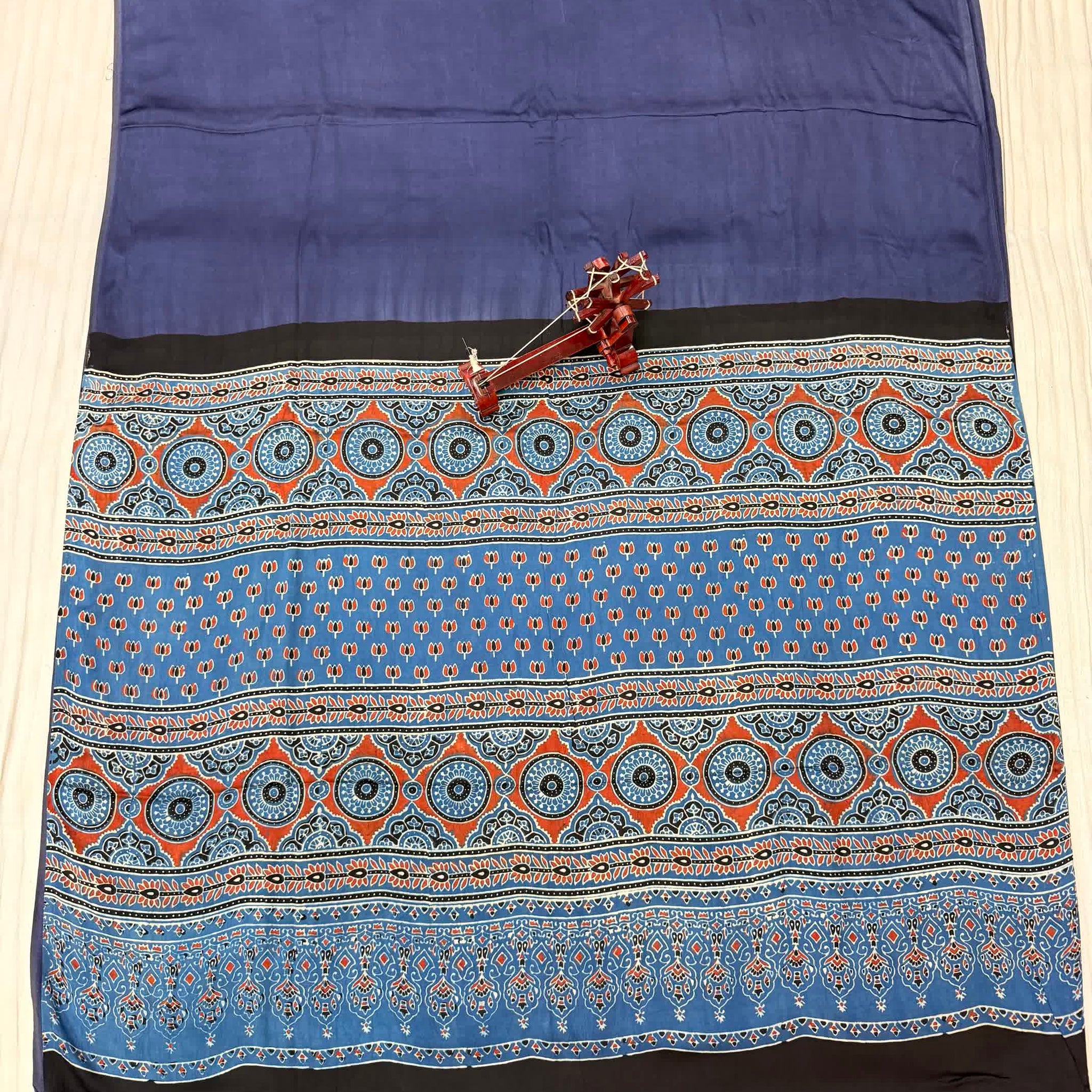 Grey Ajarakh Palla Plain Modal Saree RAKHIYO