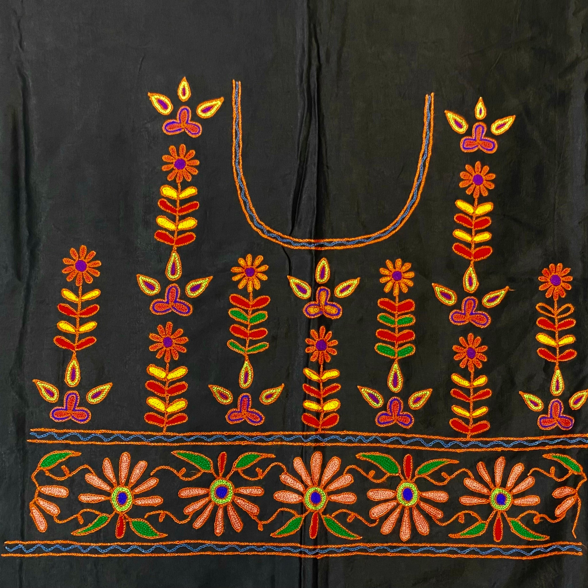 Aari Work Kutch Embroidered Mashroo Silk Blouse Piece
