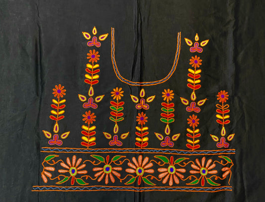 Aari Work Kutch Embroidered Mashroo Silk Blouse Piece