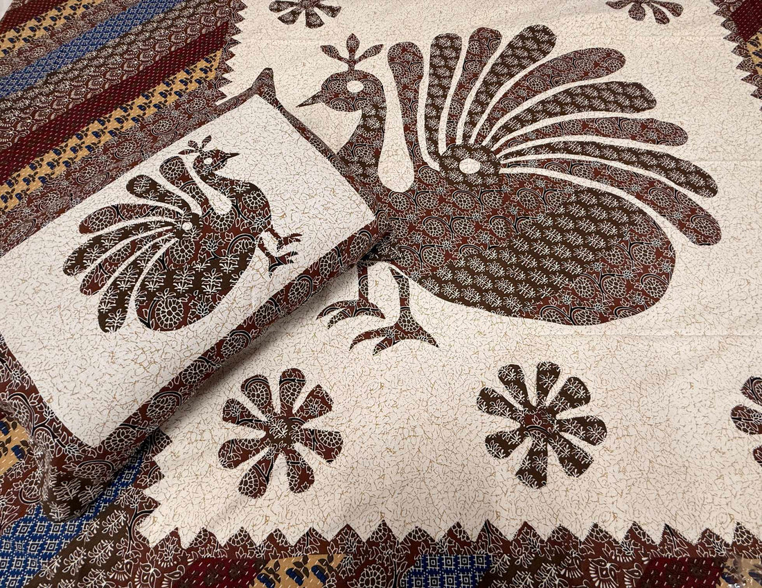 Peacock Design Patchwork Print Single Bedsheet