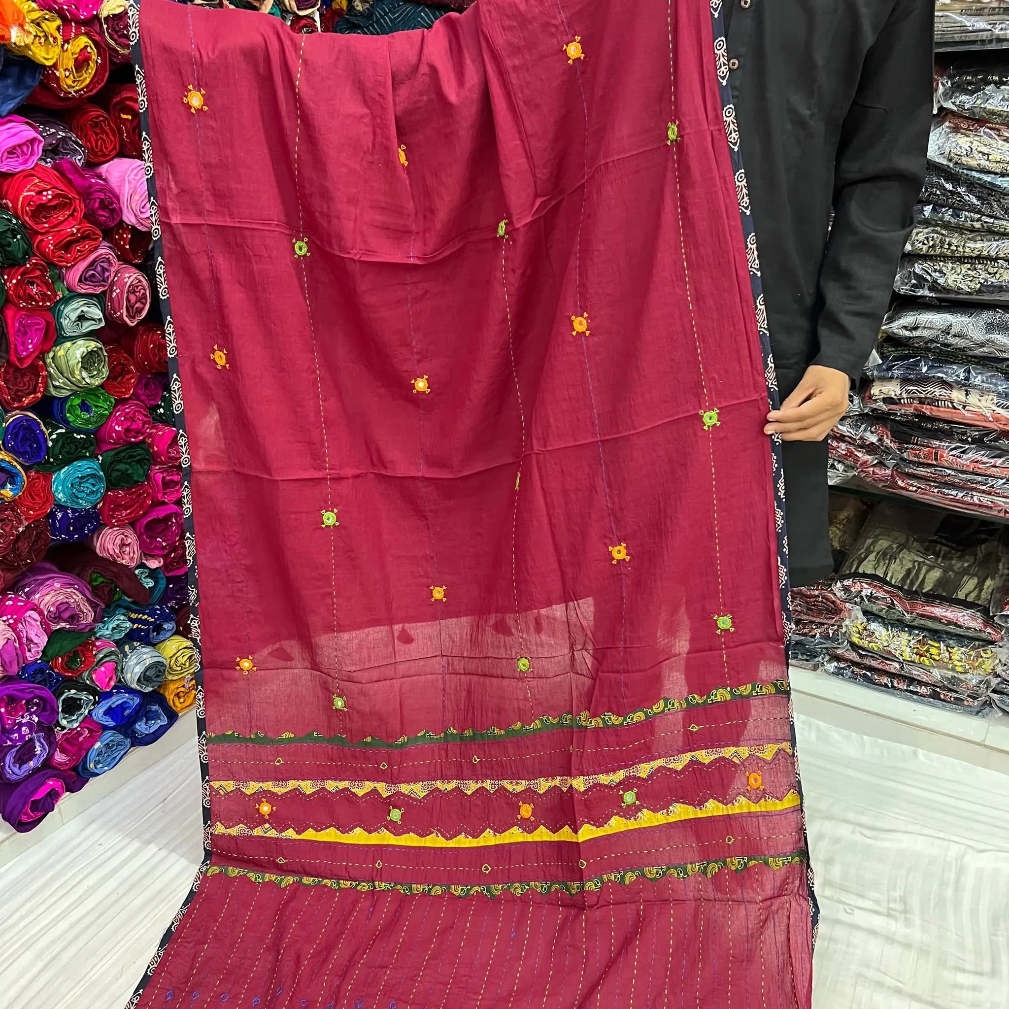 Pink Kantha Cotton Dupatta RAKHIYO