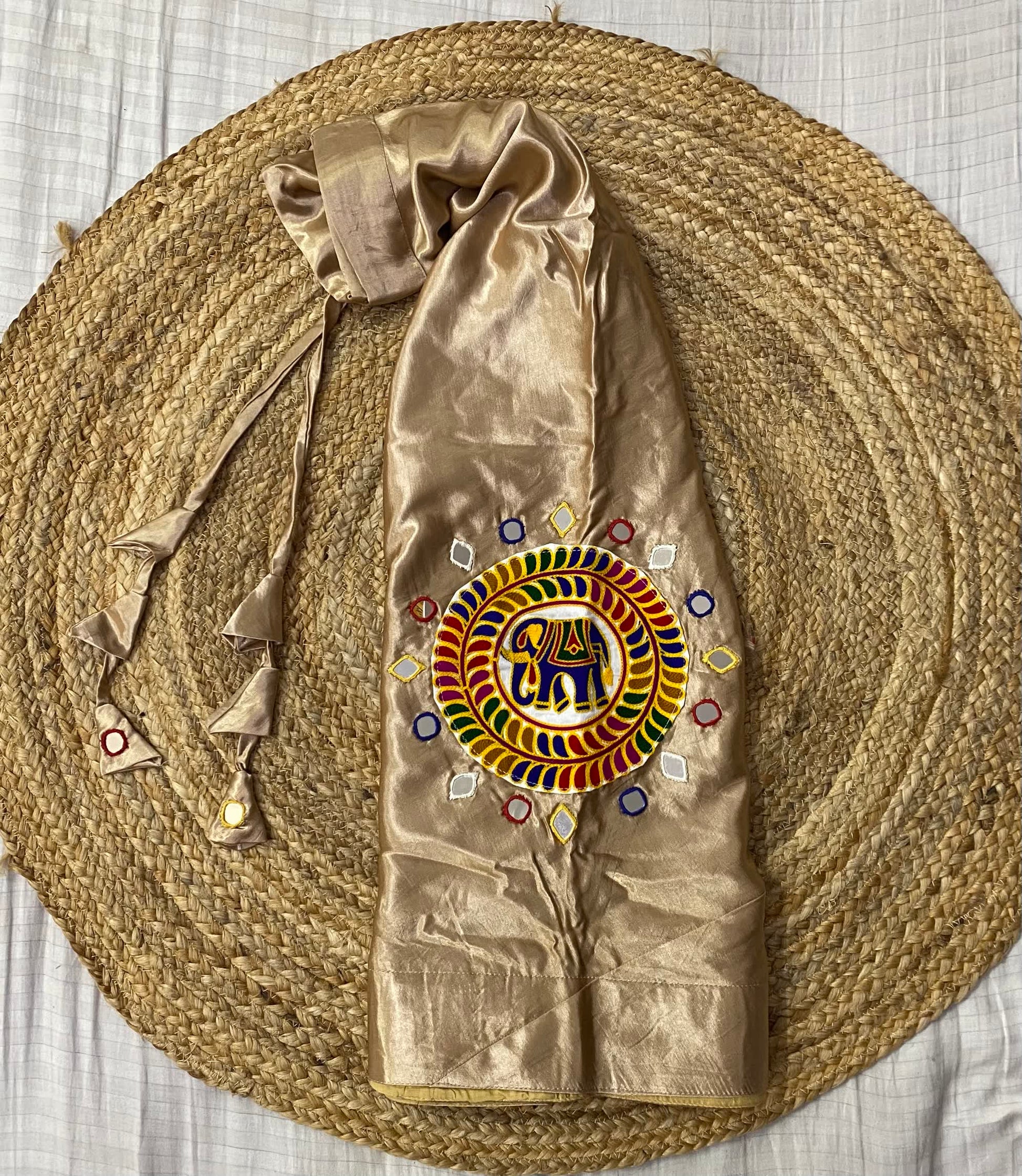 Mashroo Silk Round Patch Embroidered Skirt/Lahenga RAKHIYO