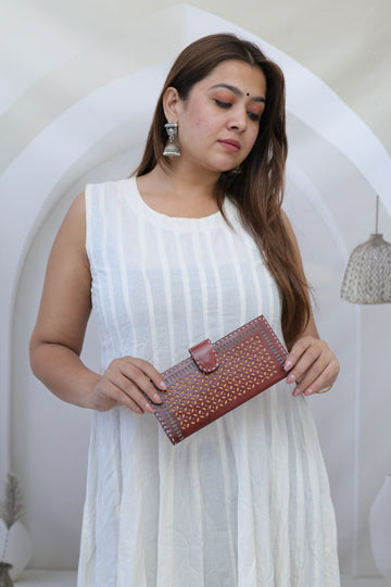 Brown Punching Handcrafted Leather Wallet