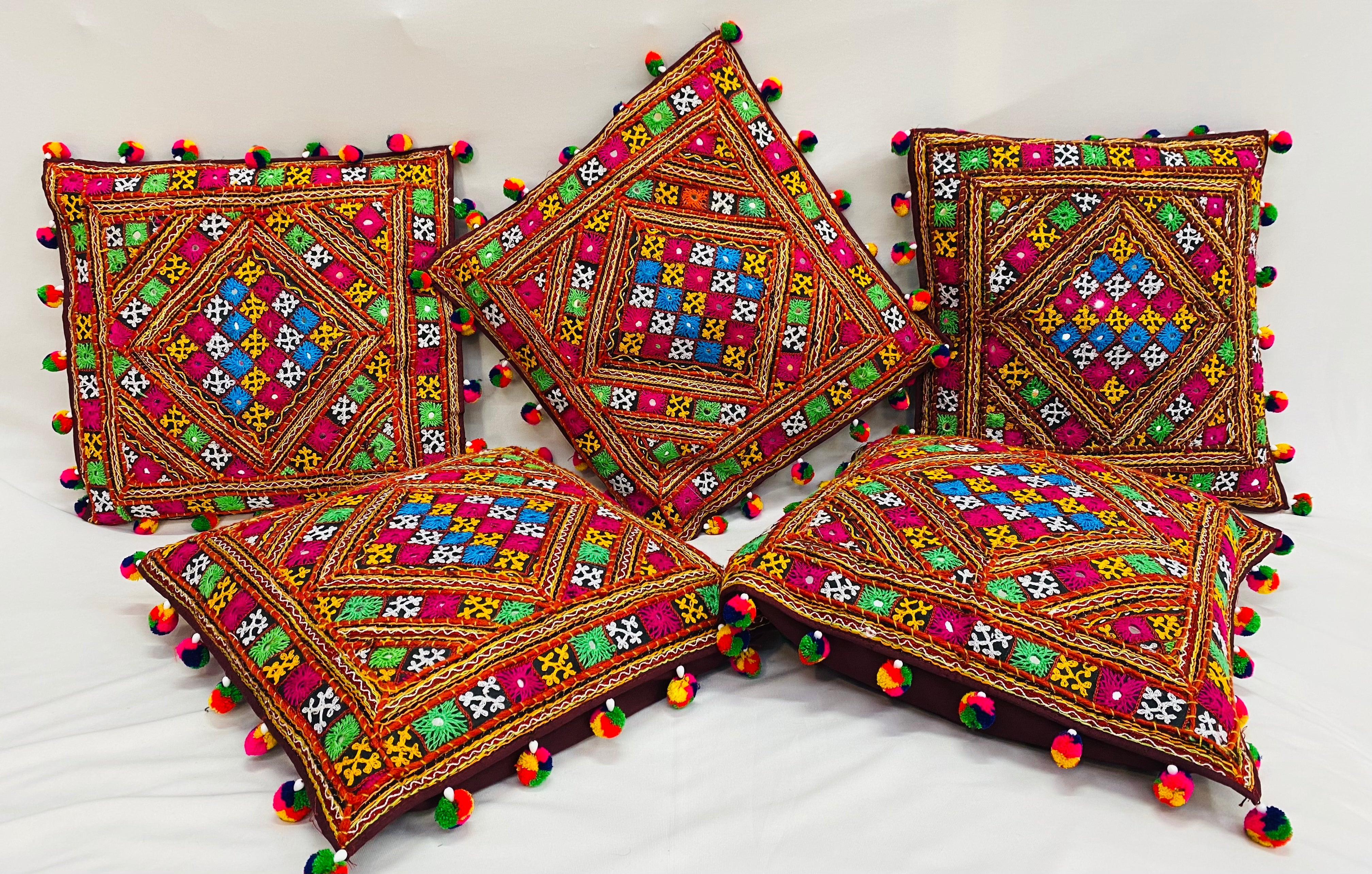 Kutchhi Bavaria Work Cushion Cover(Set of 5 pcs)