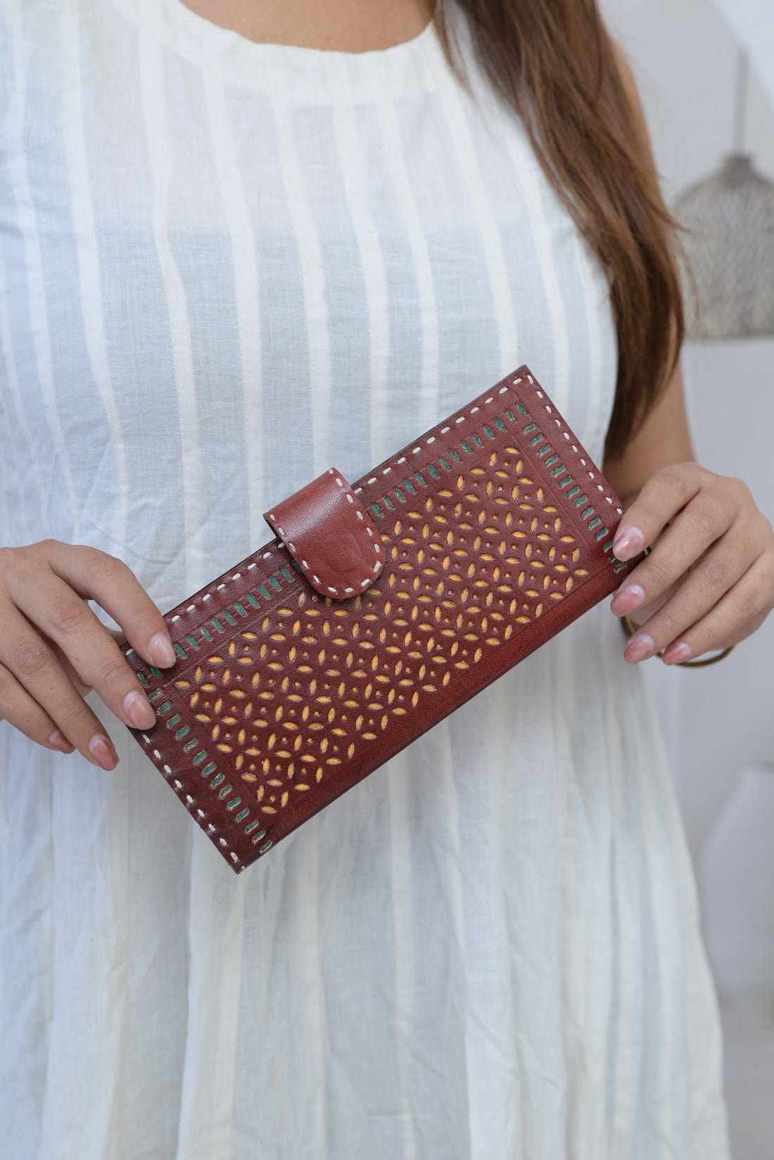 Brown Punching Handcrafted Leather Wallet