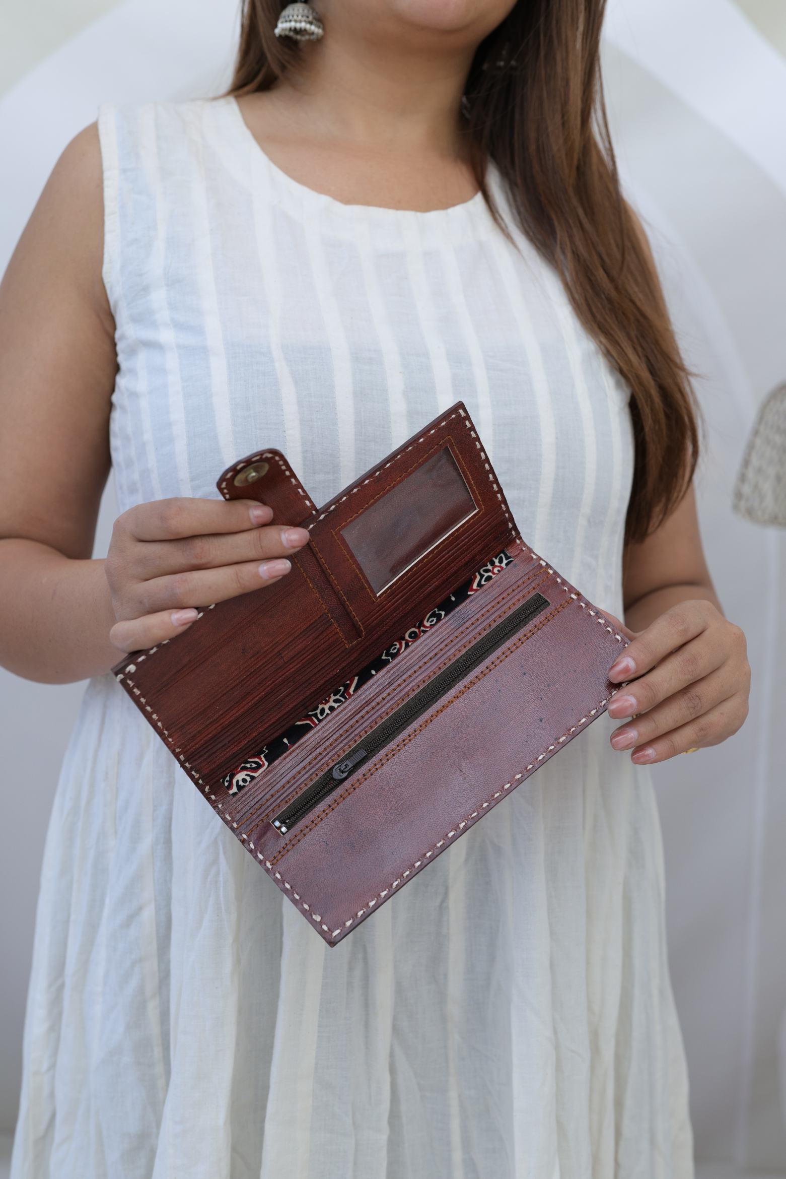 Brown Punching Handcrafted Leather Wallet