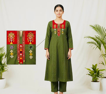 Co-ords Set Kutchi Work Cotton