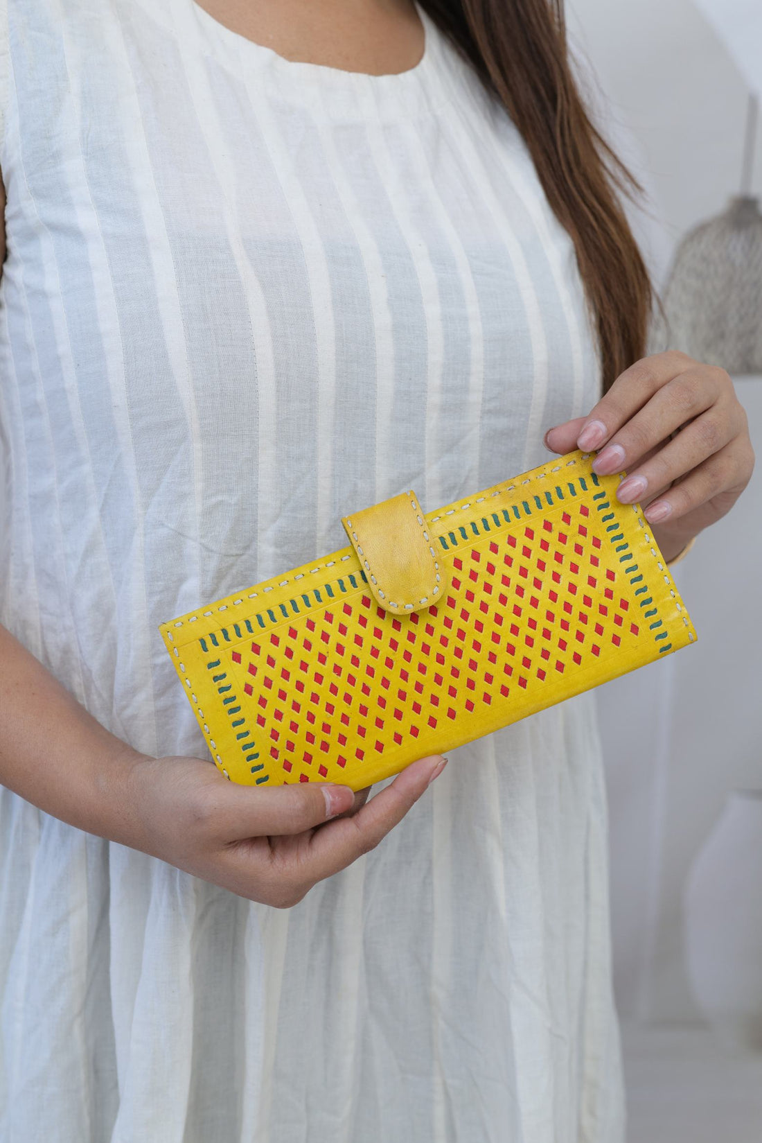 Yellow Punching Handcrafted Leather Wallet