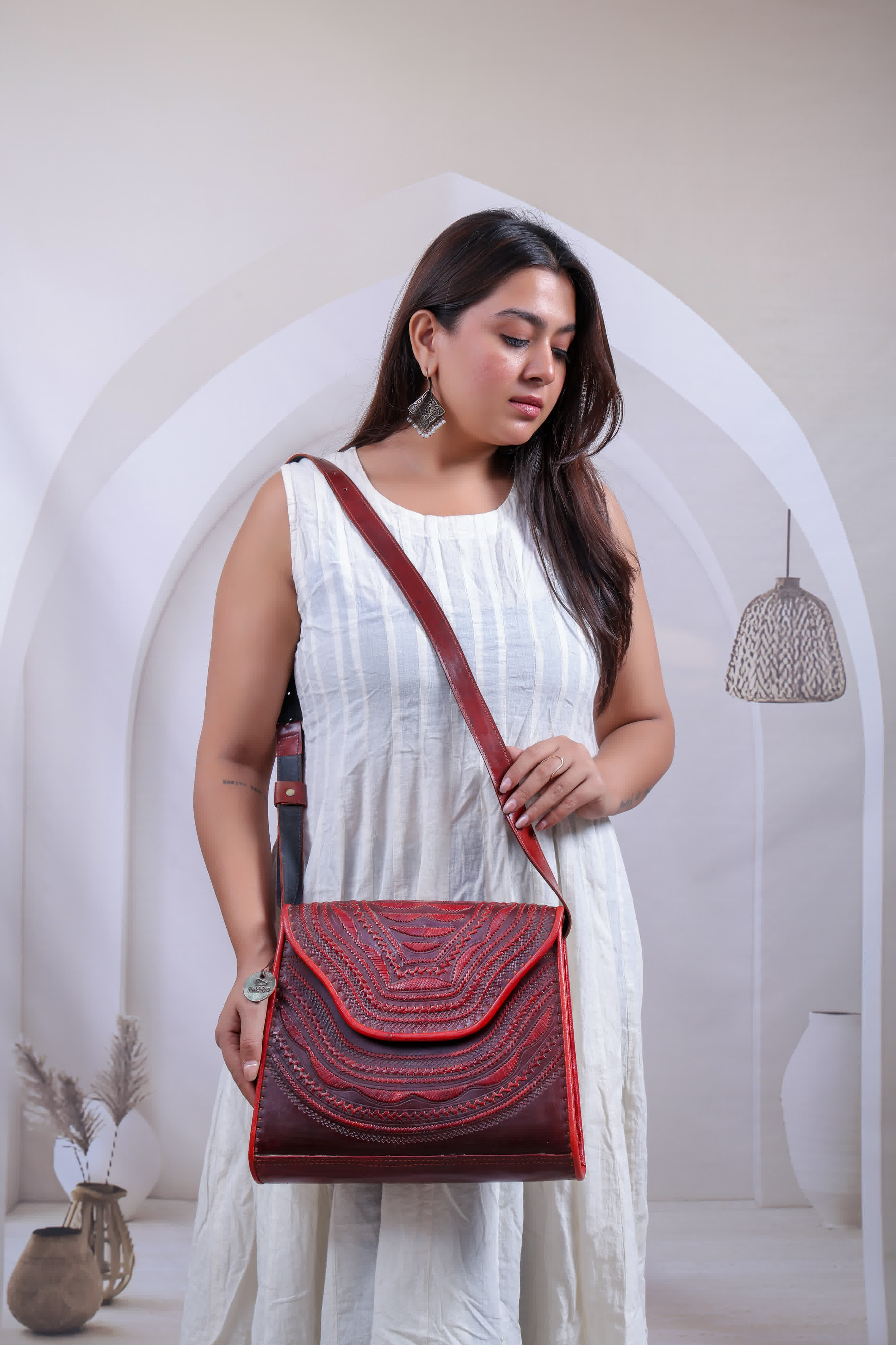 Kashida Embroidered Leather- The Sling