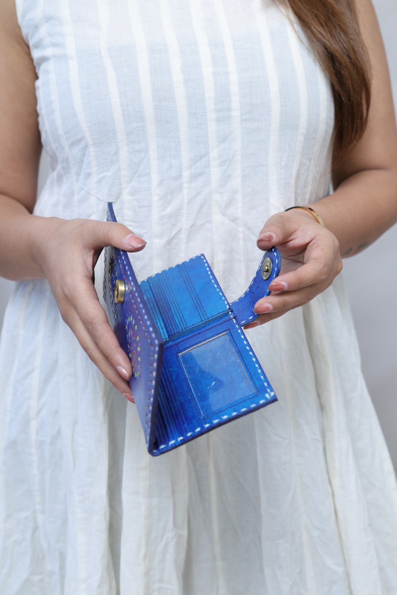 Blue Punching Handcrafted Leather Wallet