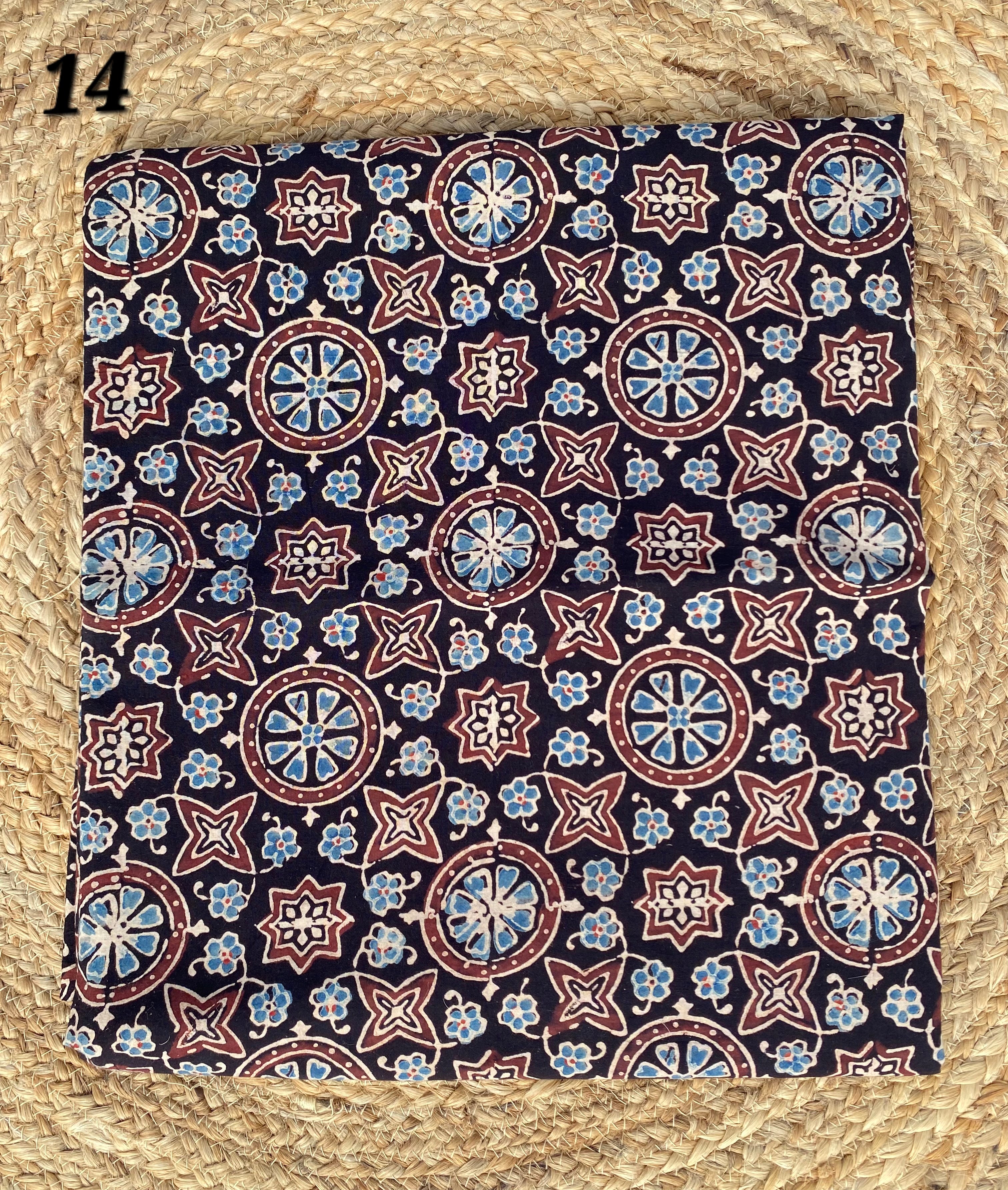 Ajarakh Cotton Natural Dyed Fabric(Price Per Meter)