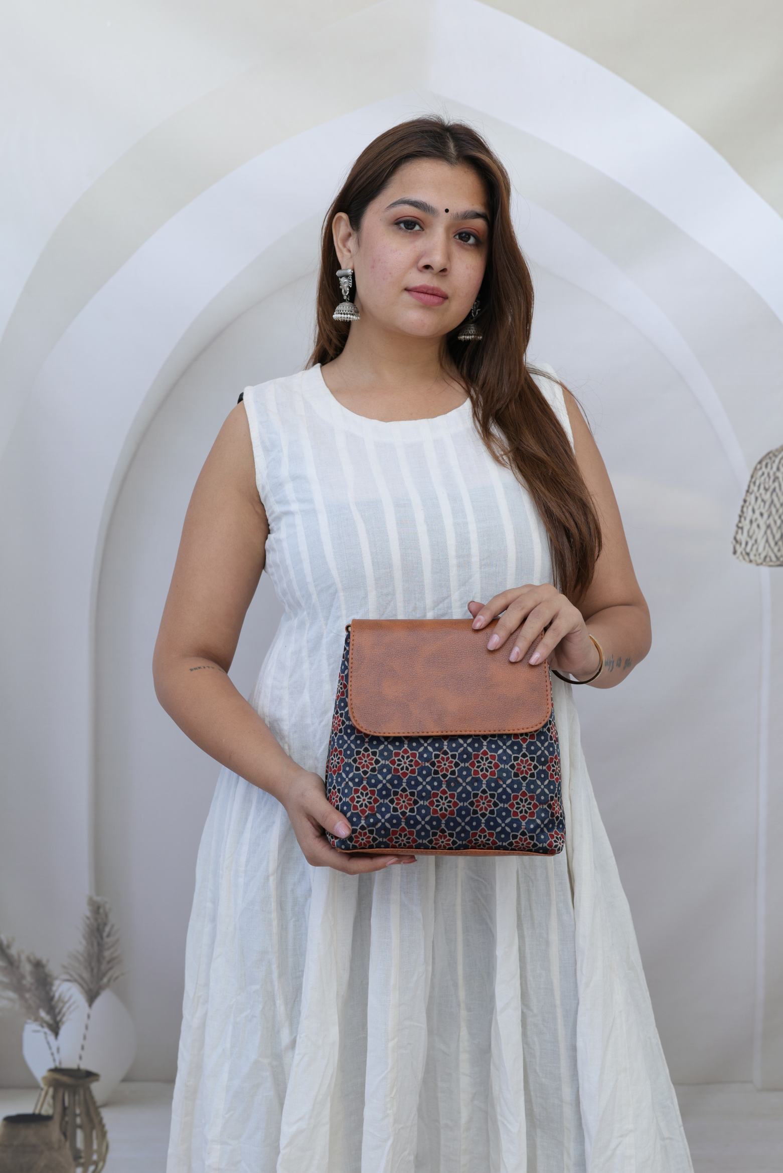 Vegan Leather Ajarakh Flap Sling Bag