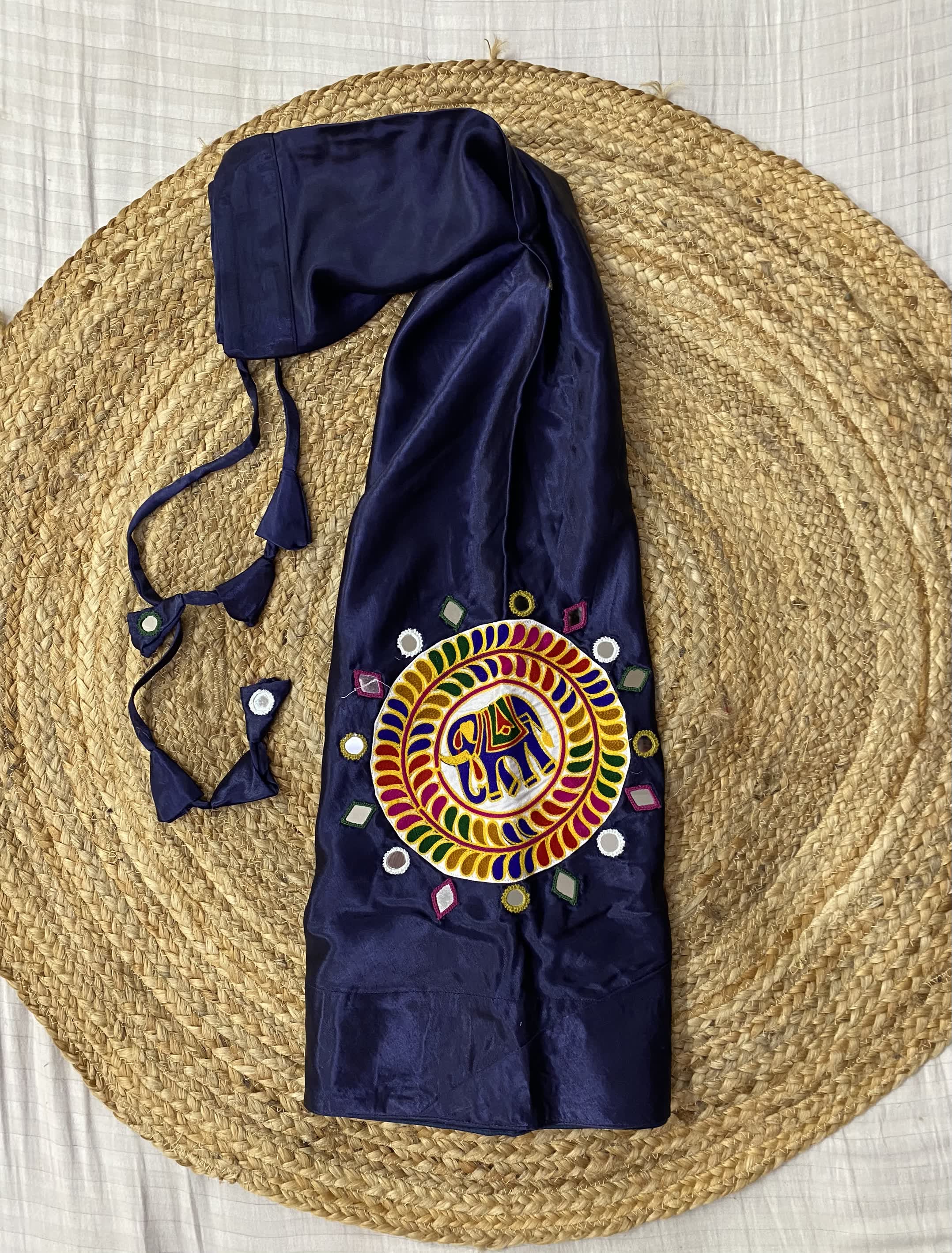 Mashroo Silk Round Patch Embroidered Skirt/Lahenga RAKHIYO