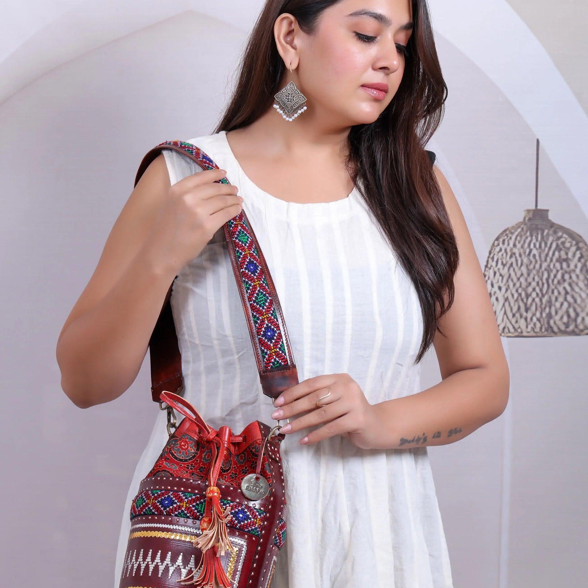 Maroon Ajarakh Jat - The Potli Bag RAKHIYO