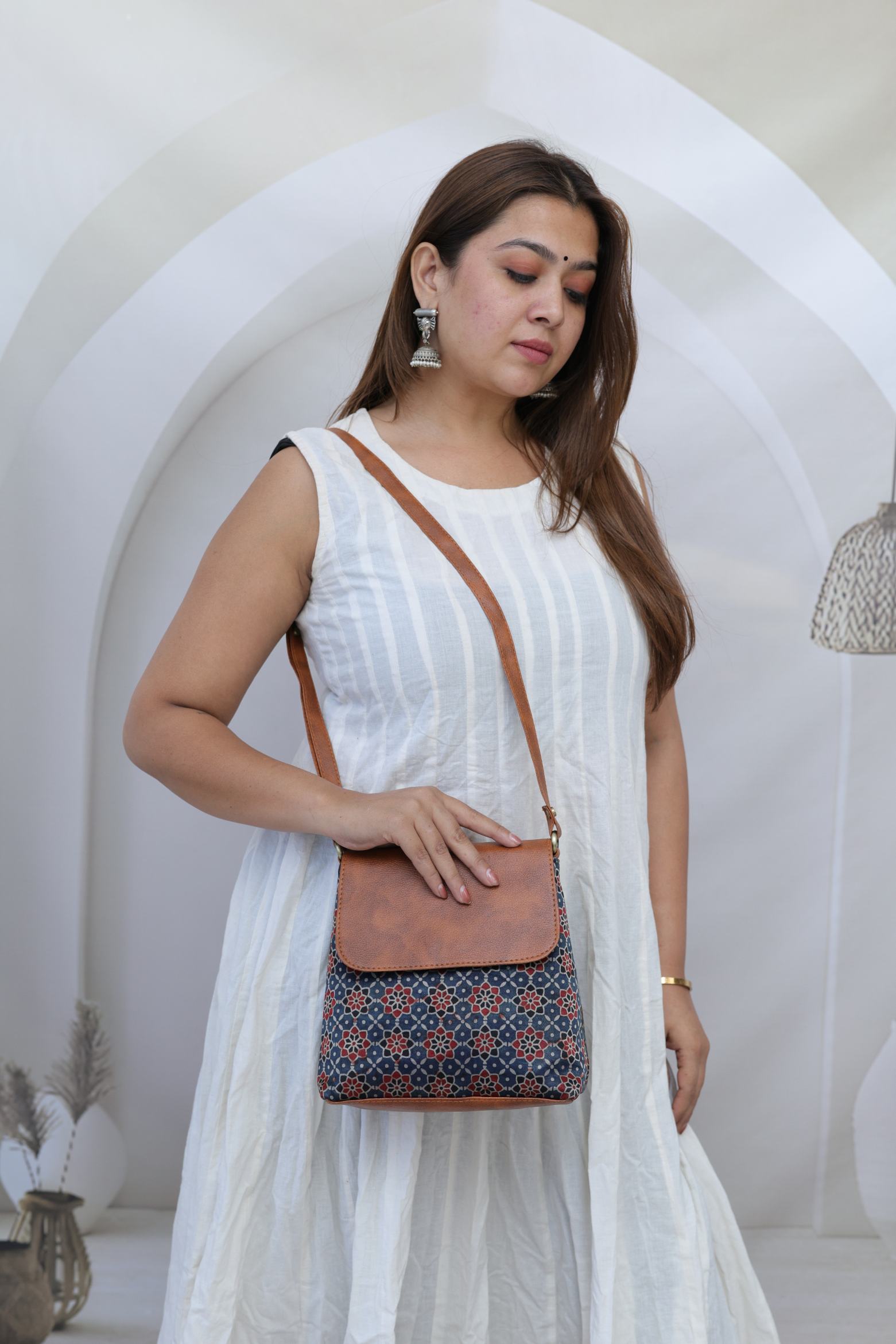 Vegan Leather Ajarakh Flap Sling Bag