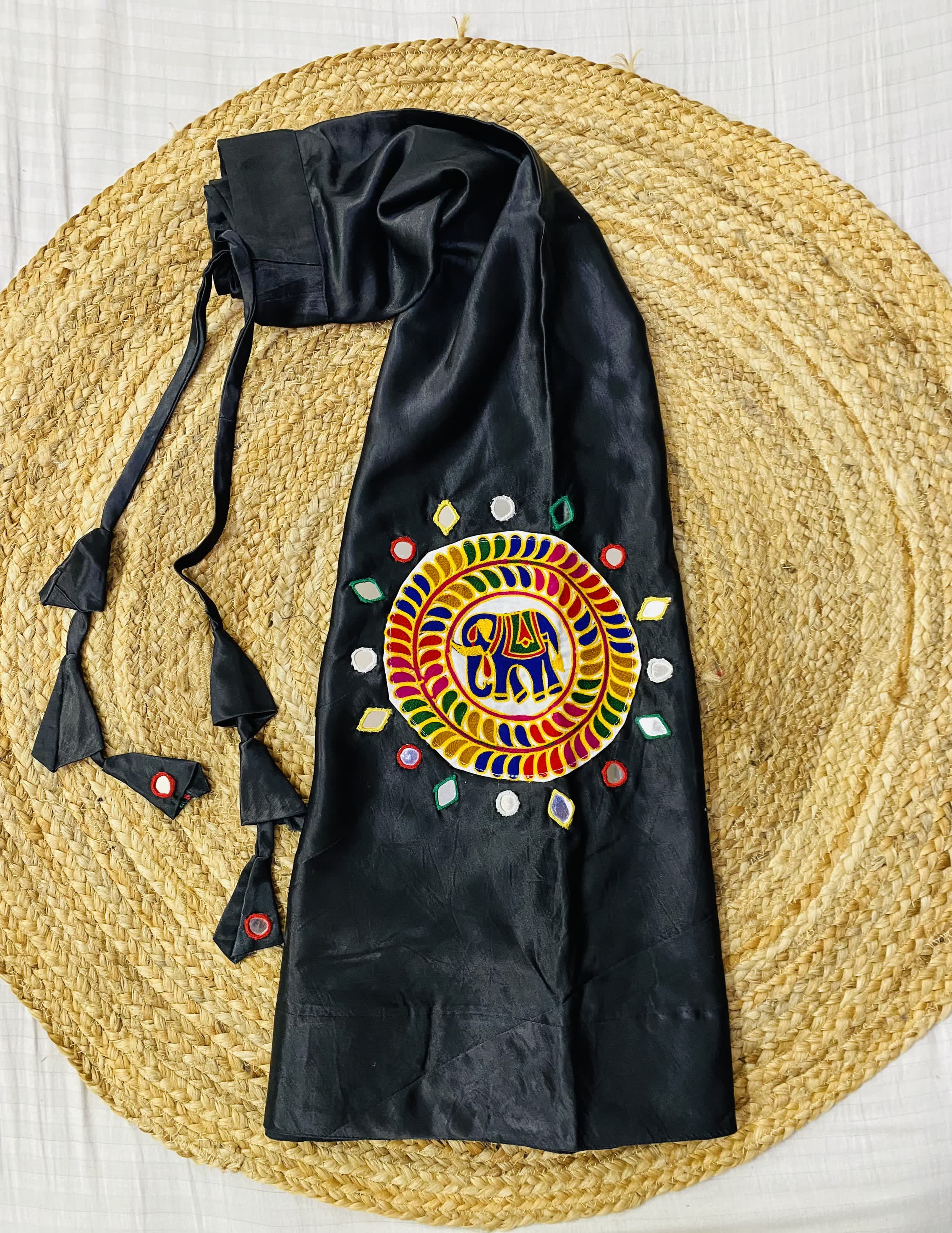 Mashroo Silk Round Patch Embroidered Skirt/Lahenga RAKHIYO